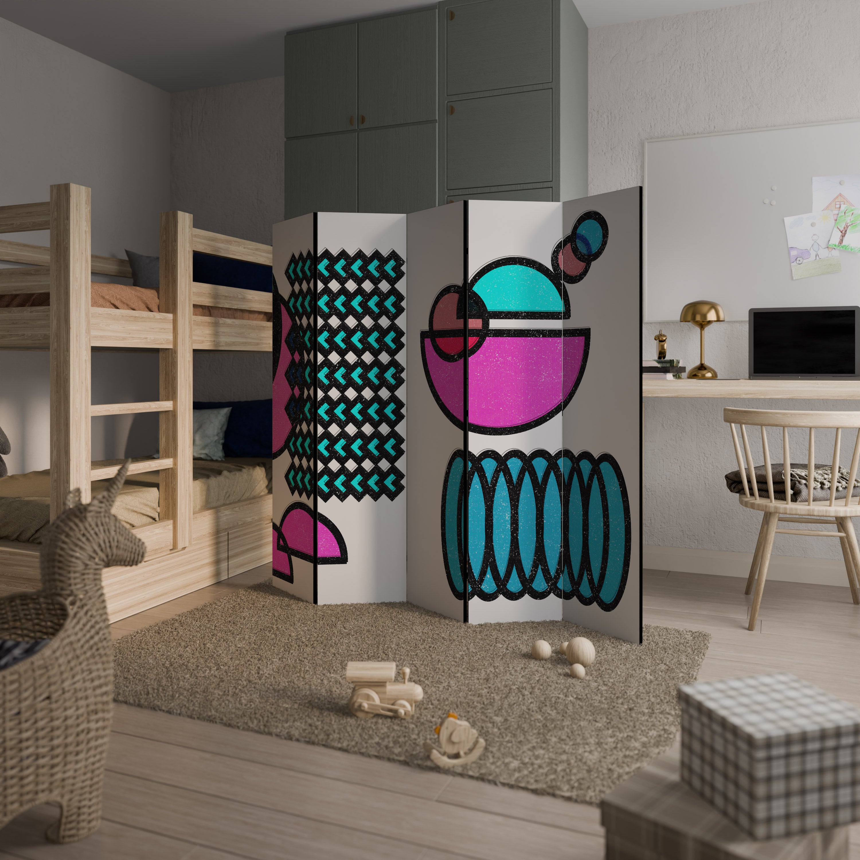 GEOMETRIC RHAPSODY Biombo de 5 Painéis