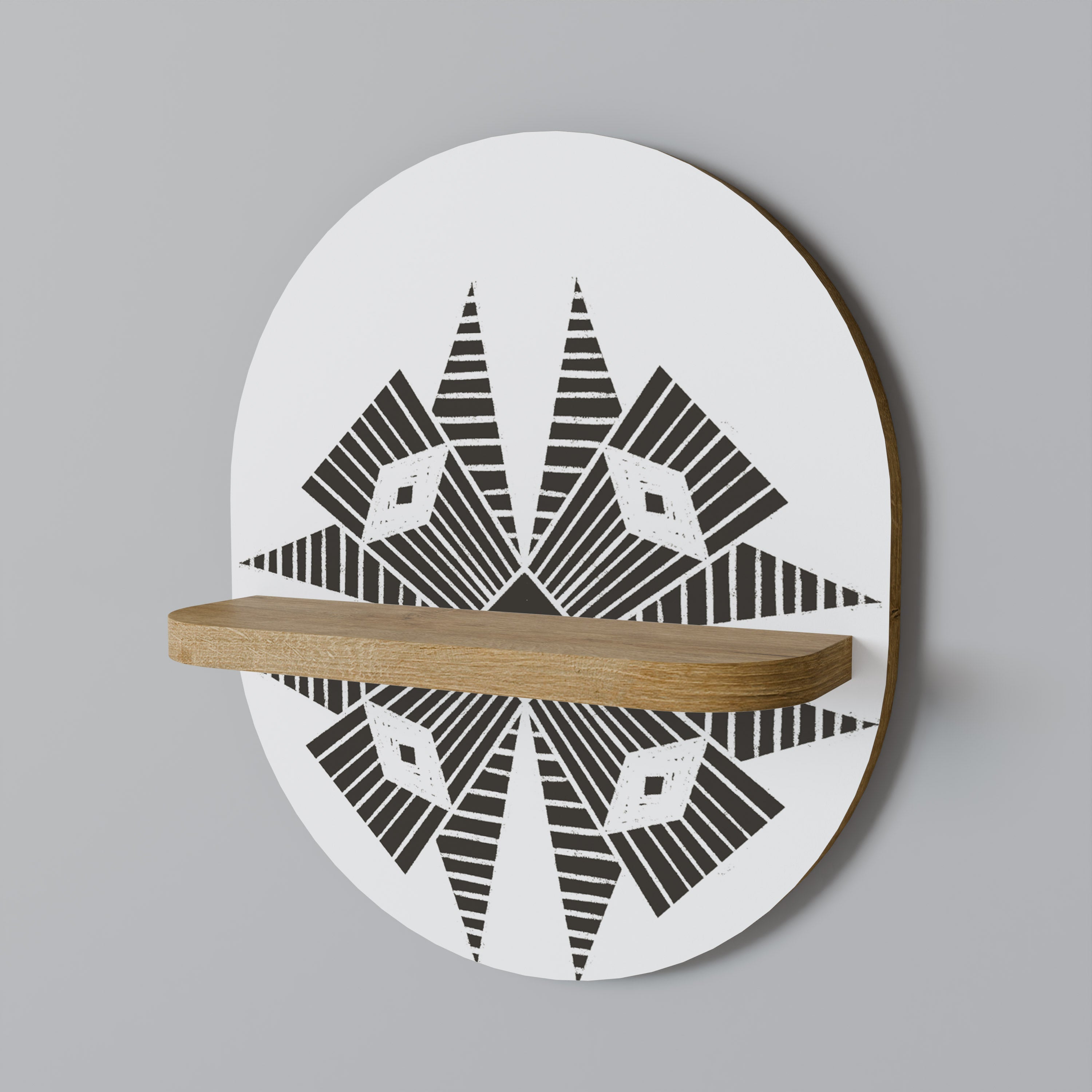 MONOCHROME NEXUS Prateleira Oval Decorativa em Efeito Carvalho