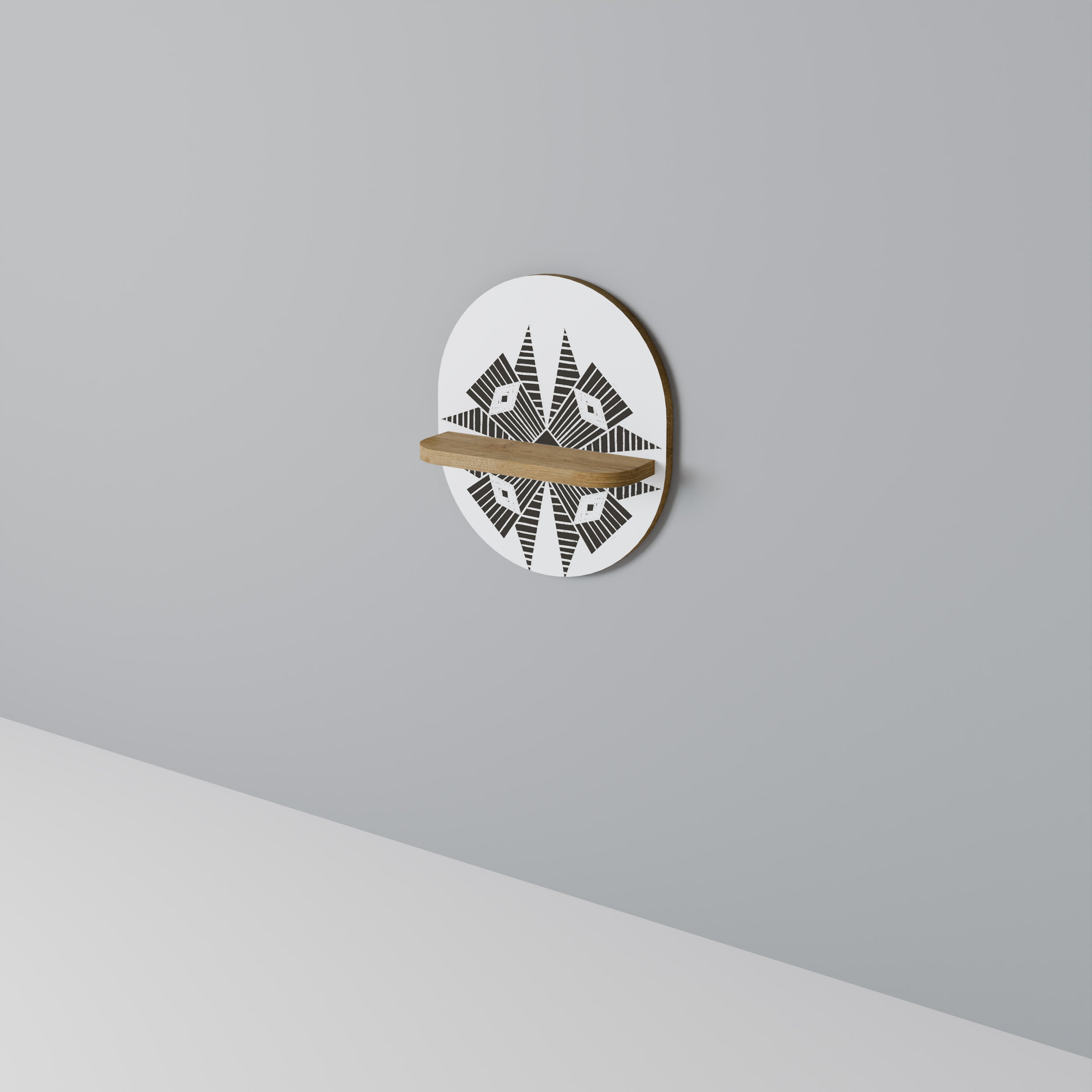 MONOCHROME NEXUS Prateleira Oval Decorativa em Efeito Carvalho