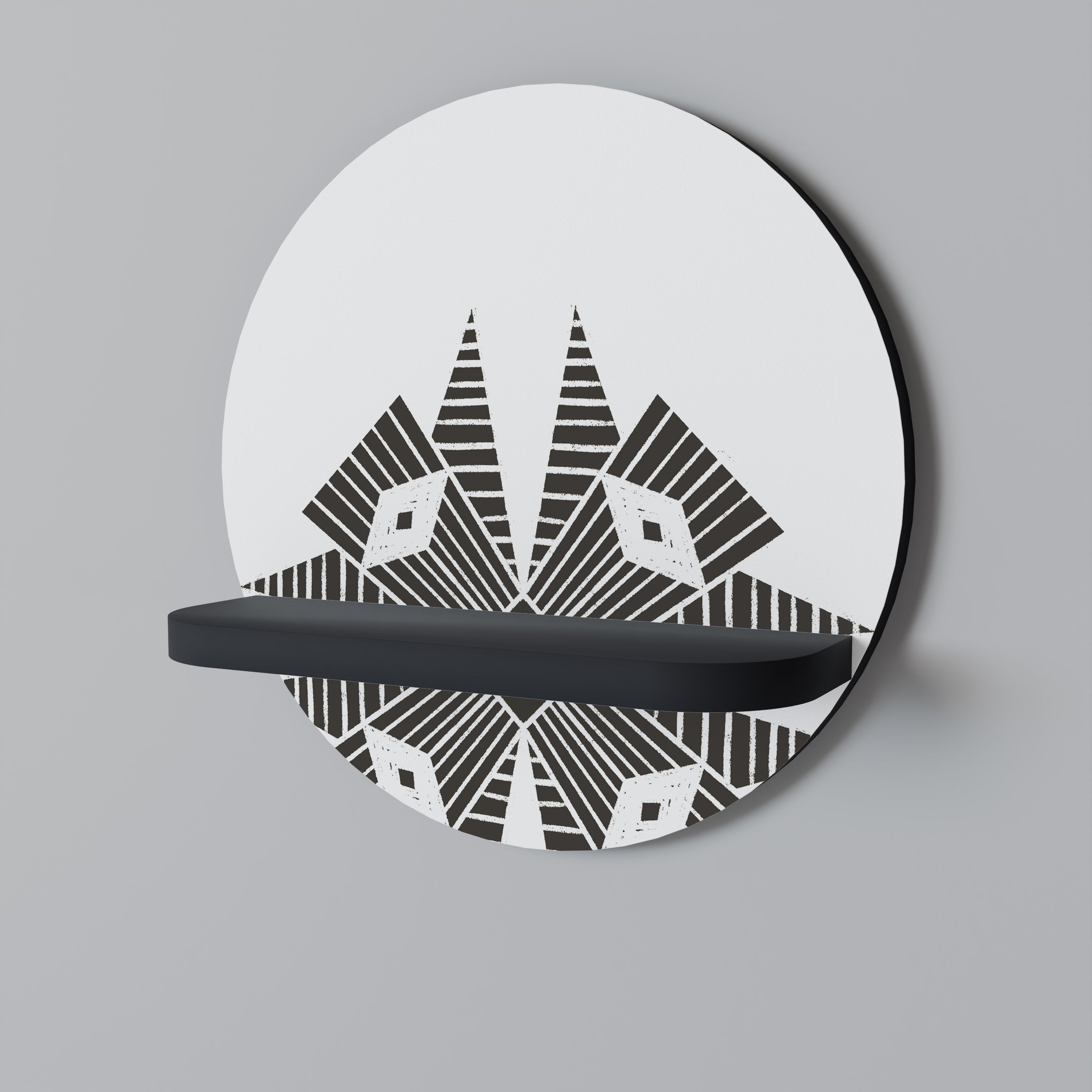 MONOCHROME NEXUS Prateleira Redonda Decorativa em Acabamento Preto