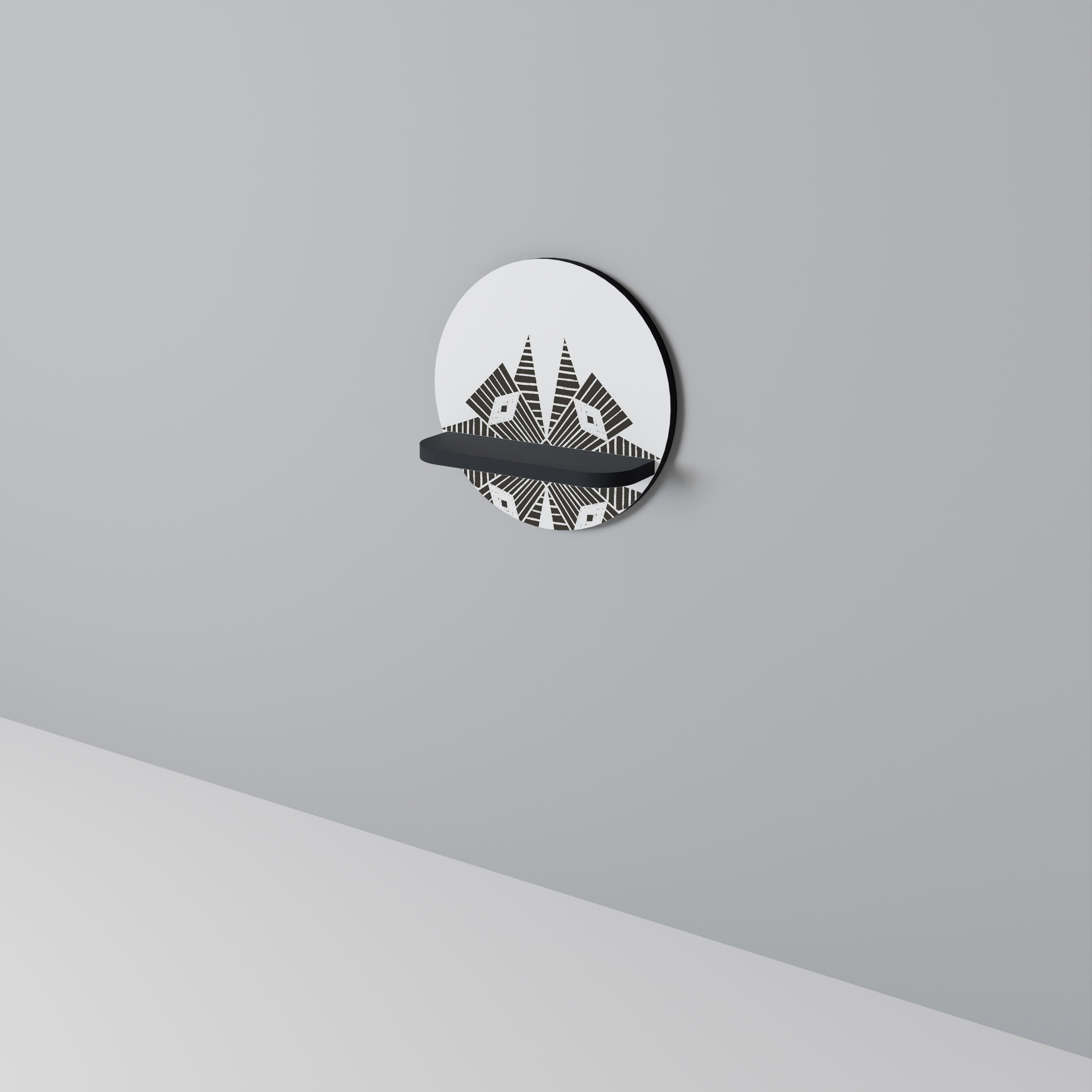 MONOCHROME NEXUS Prateleira Redonda Decorativa em Acabamento Preto