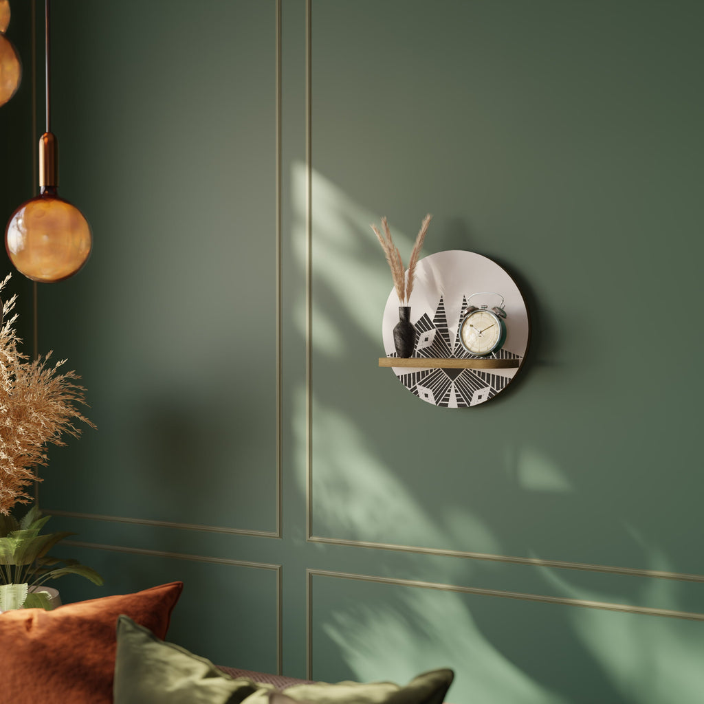 MONOCHROME NEXUS Prateleira Redonda Decorativa em Efeito Carvalho