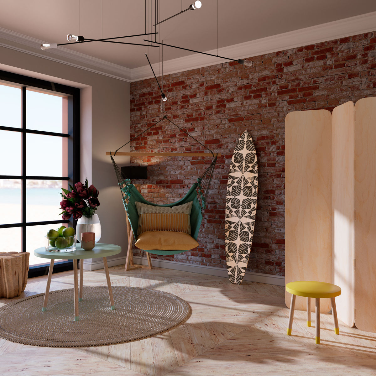 MONOCHROME NEXUS Painel Decorativo Prancha de Surf
