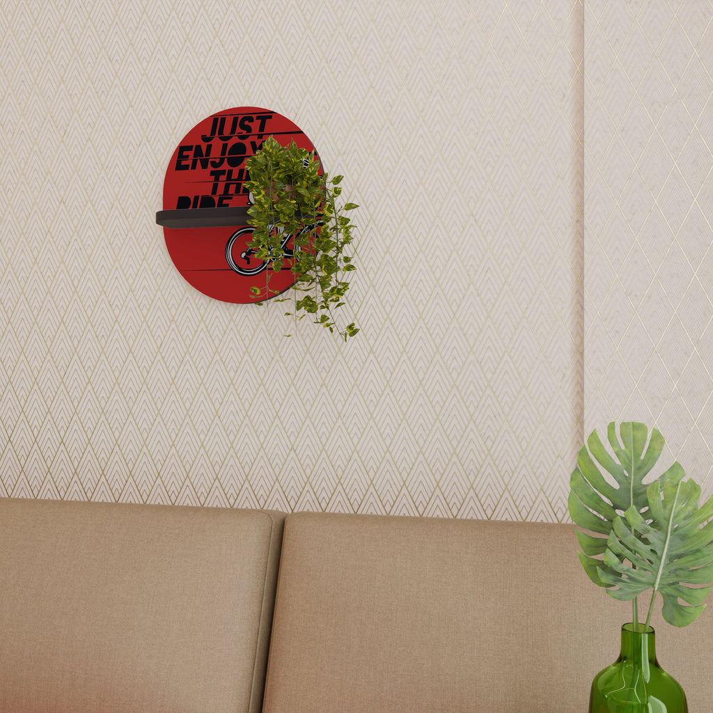 ENJOY THE RIDE Prateleira Oval Decorativa em Acabamento Preto