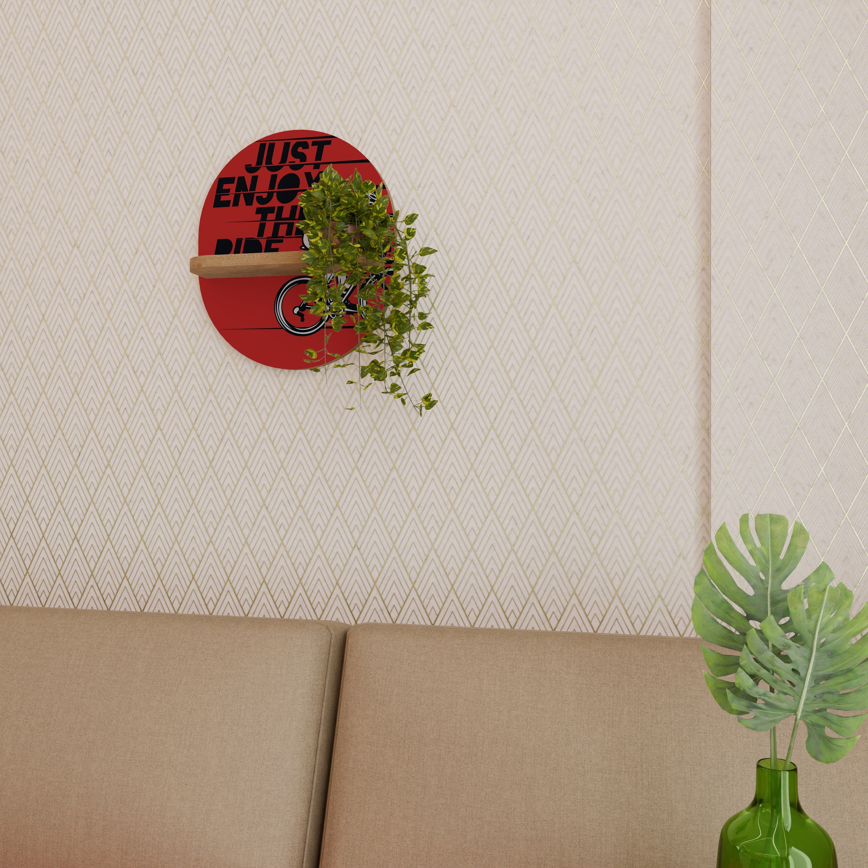 ENJOY THE RIDE Prateleira Oval Decorativa em Efeito Carvalho