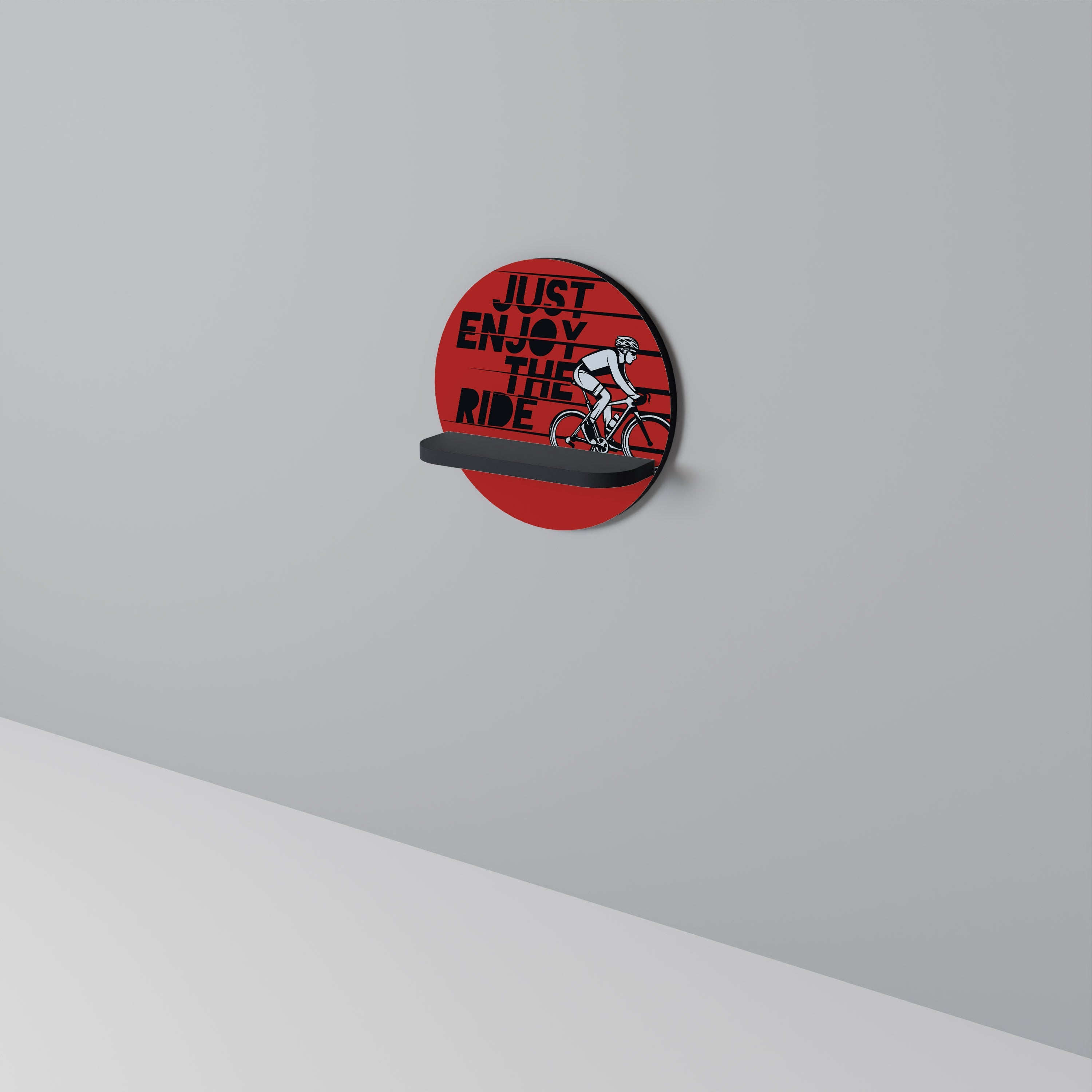 ENJOY THE RIDE Prateleira Redonda Decorativa em Acabamento Preto