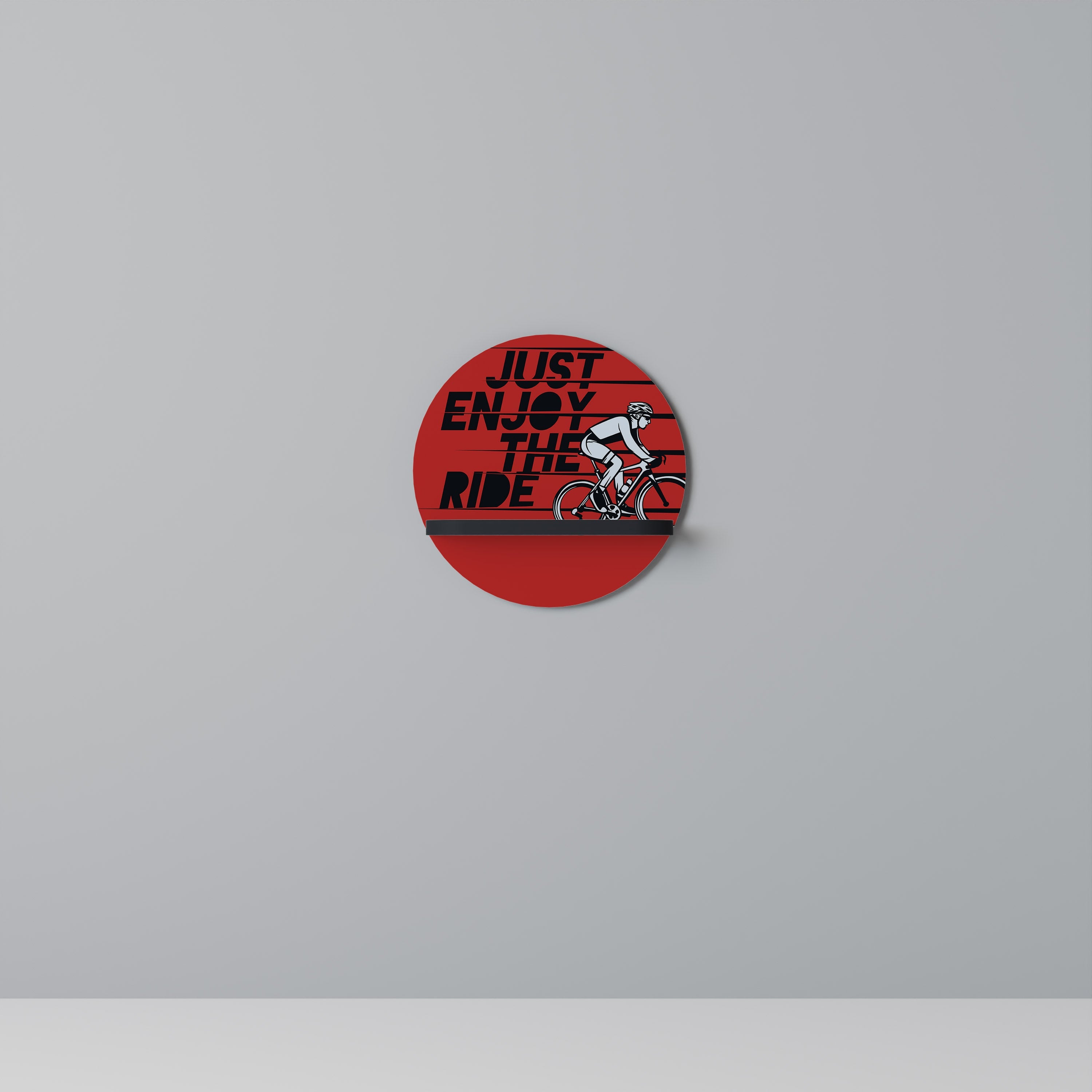 ENJOY THE RIDE Prateleira Redonda Decorativa em Acabamento Preto