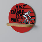 ENJOY THE RIDE Round Art Shelf In Oak Effect