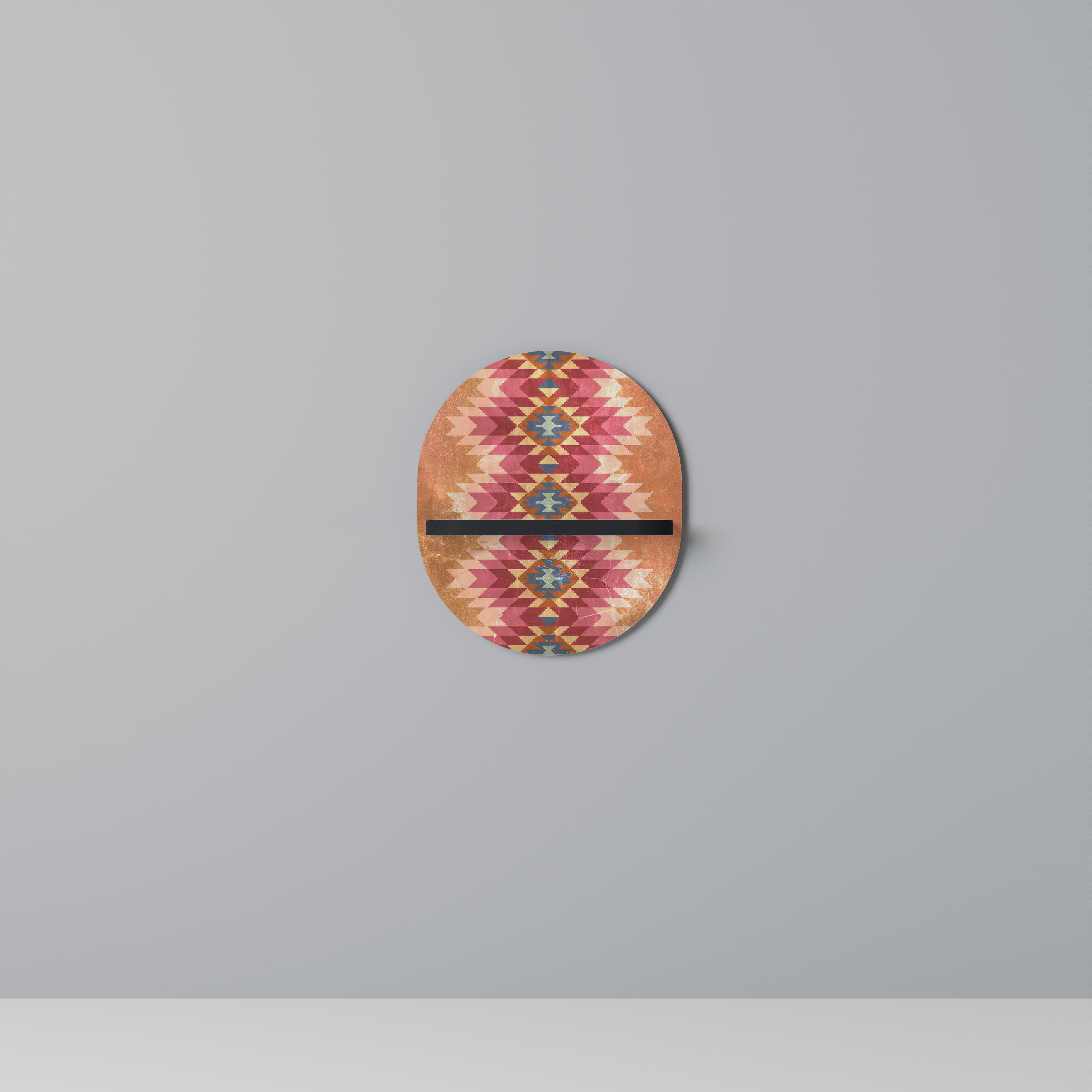 INDIAN FOLK Prateleira Oval Decorativa em Acabamento Preto