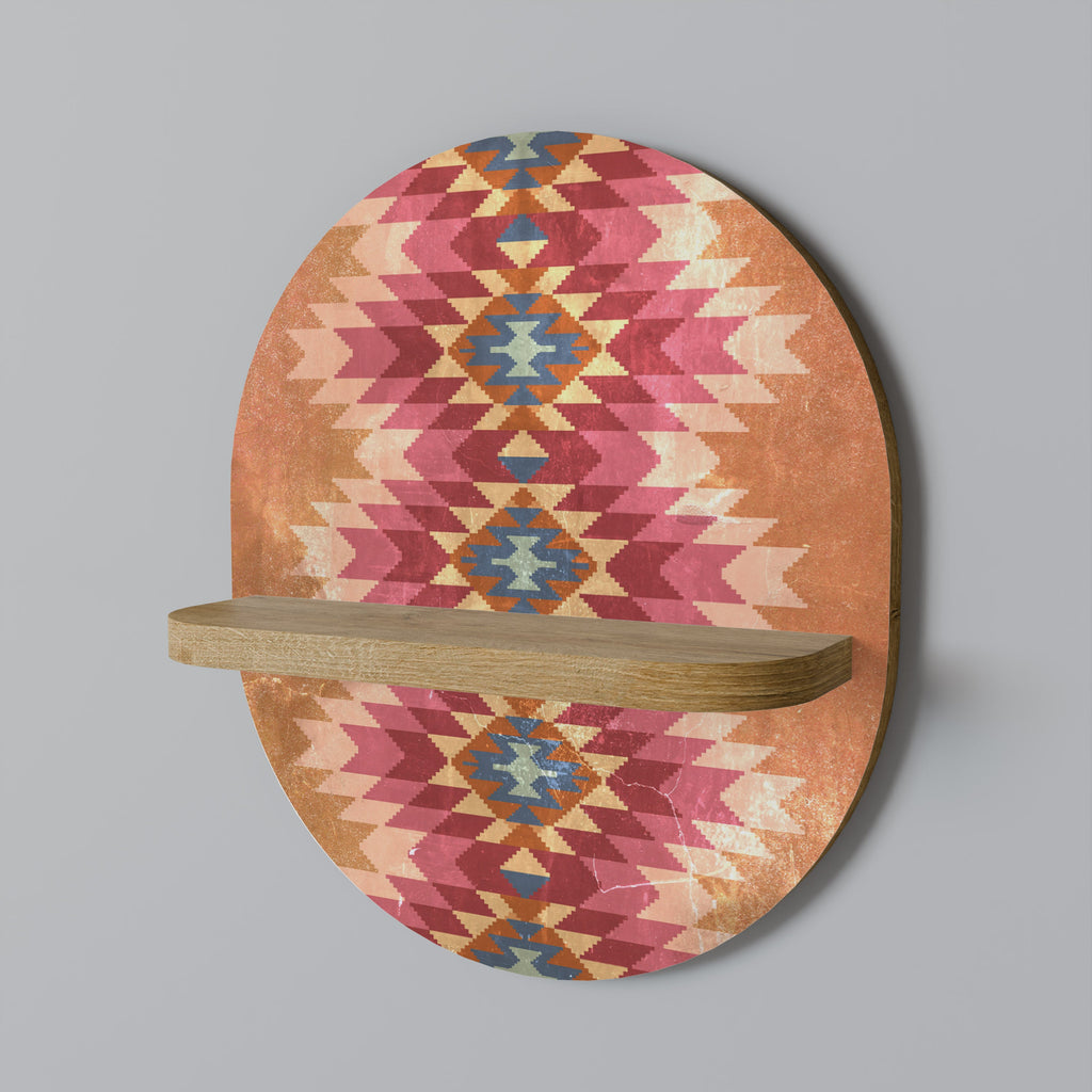 INDIAN FOLK Prateleira Oval Decorativa em Efeito Carvalho