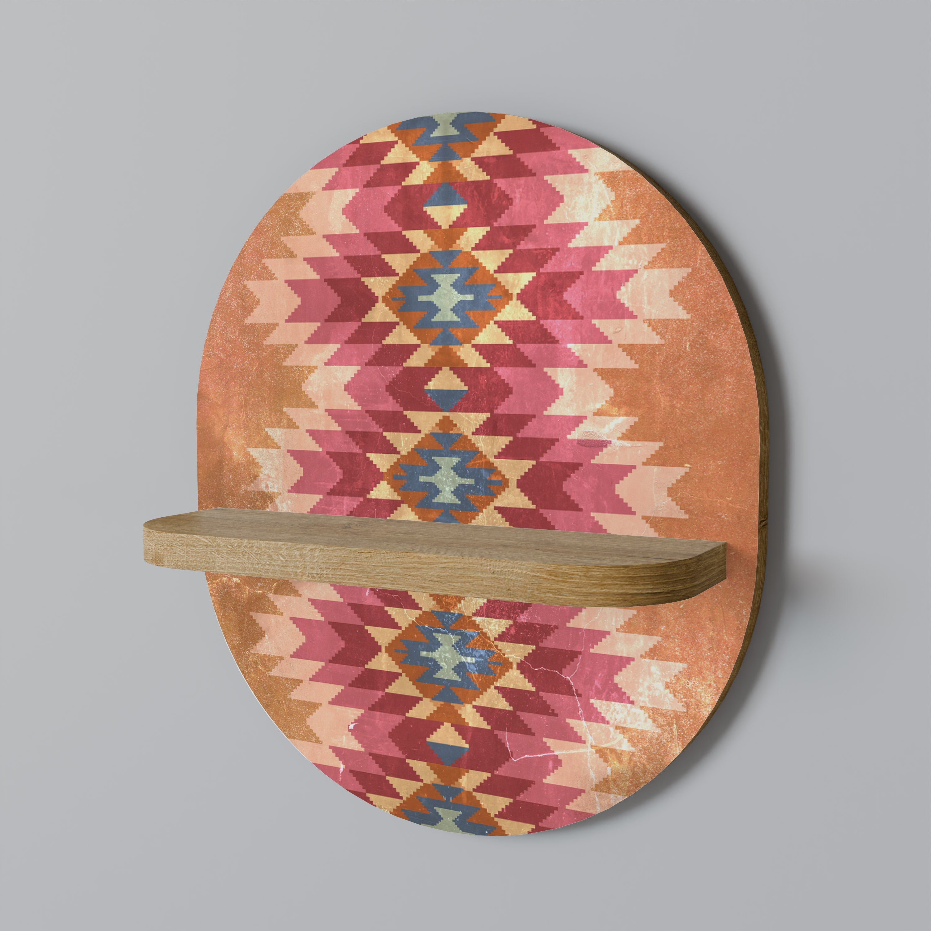 INDIAN FOLK Prateleira Oval Decorativa em Efeito Carvalho