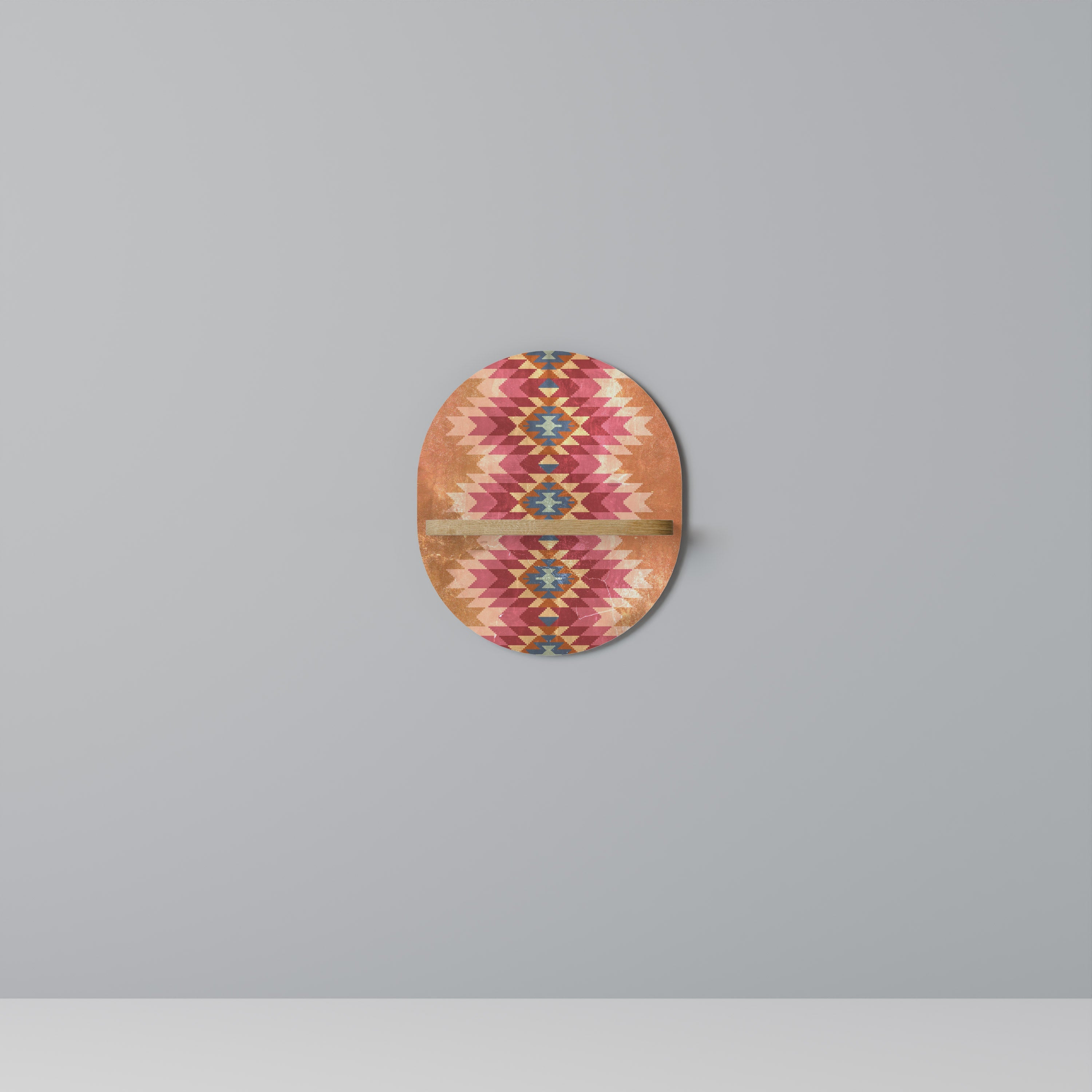 INDIAN FOLK Prateleira Oval Decorativa em Efeito Carvalho