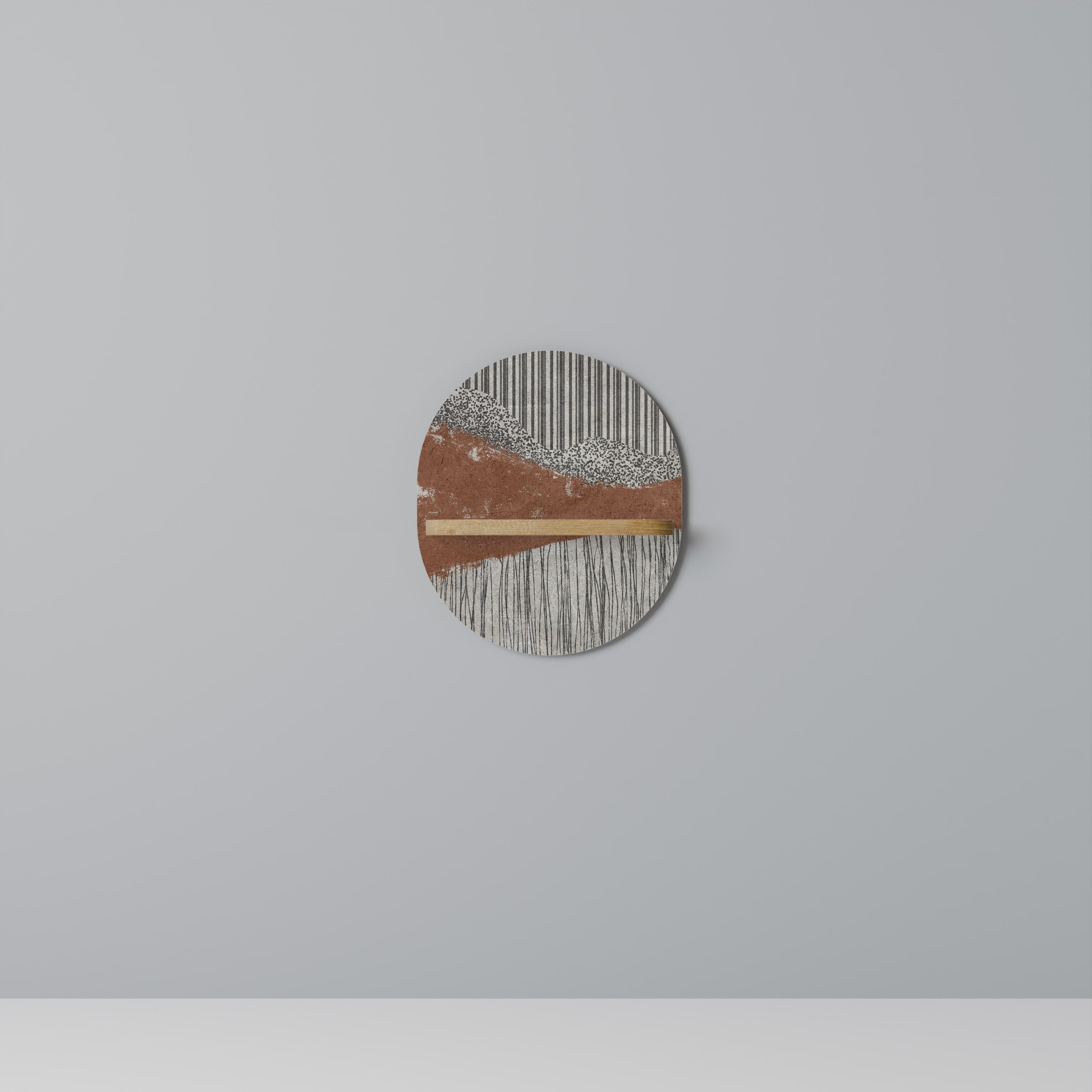 STRIPED TERRAIN Prateleira Oval Decorativa em Efeito Carvalho