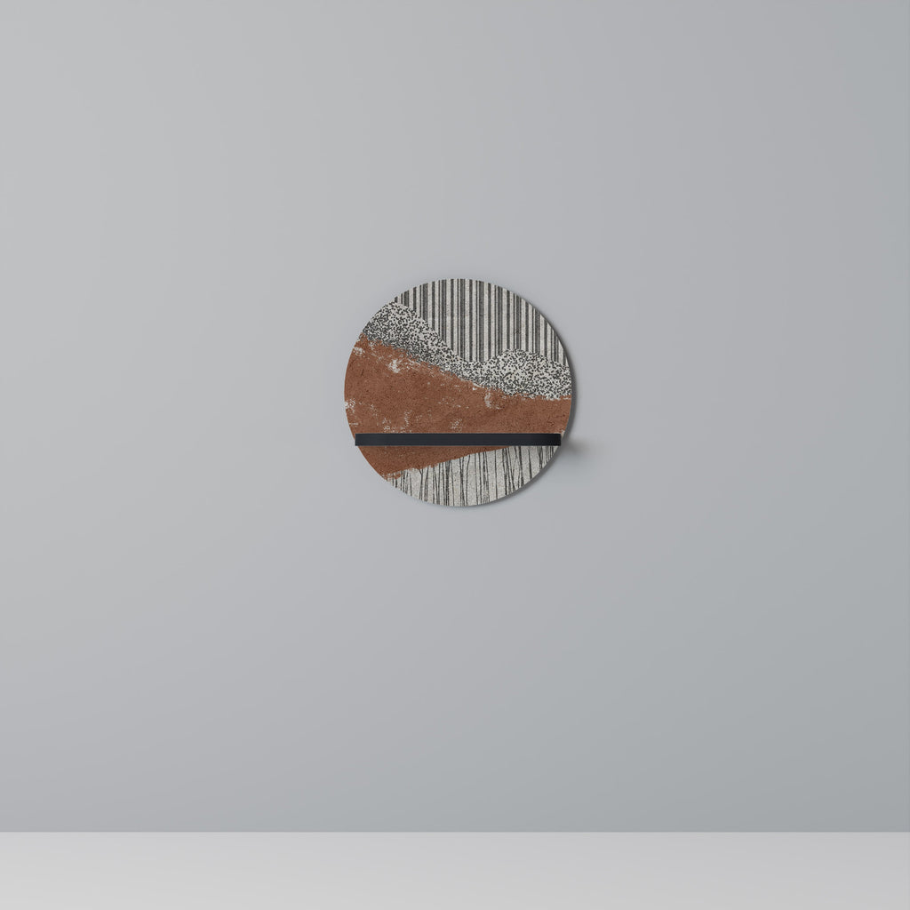 STRIPED TERRAIN Round Art Shelf In Black Finish