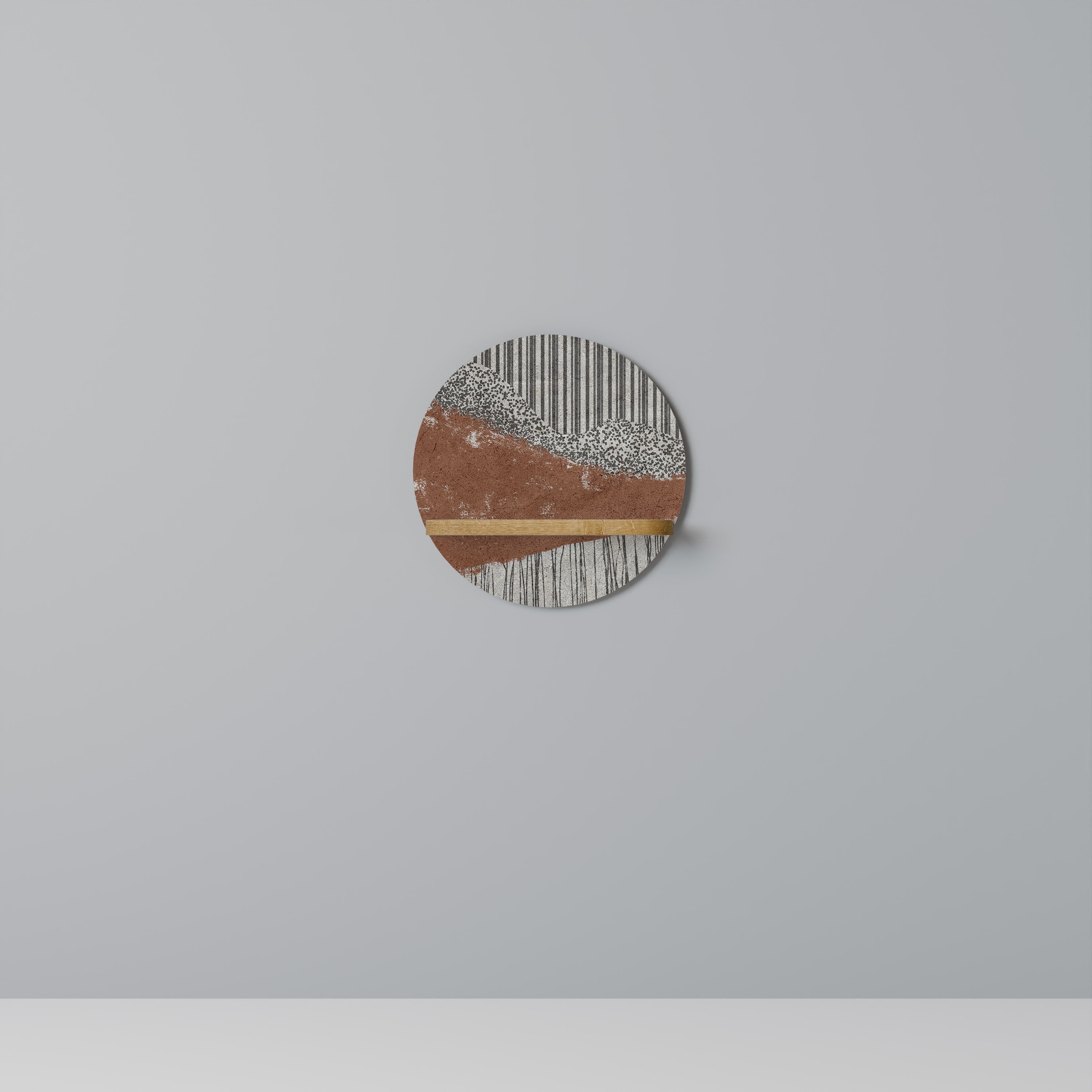 STRIPED TERRAIN Prateleira Redonda Decorativa em Efeito Carvalho