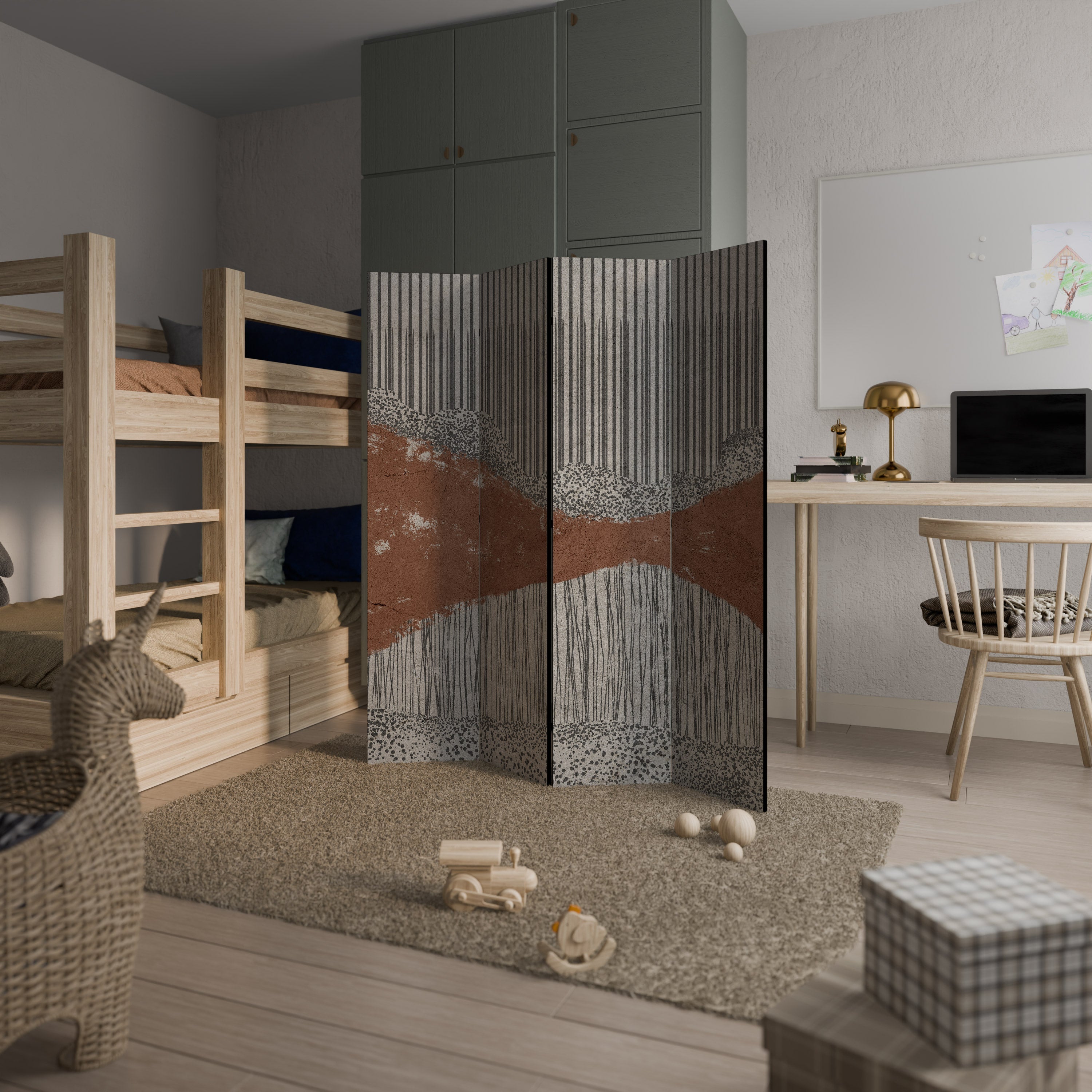 STRIPED TERRAIN Biombo Decorativo de 4 Painéis