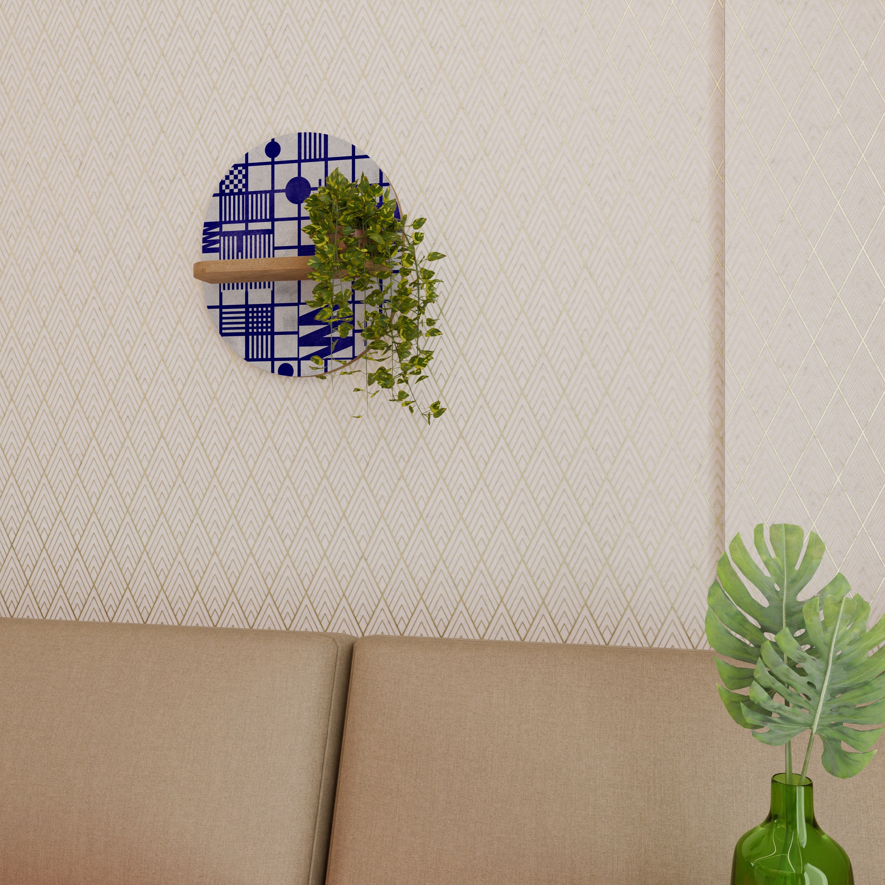 THE RIGHT PLACES Prateleira Oval Decorativa em Efeito Carvalho