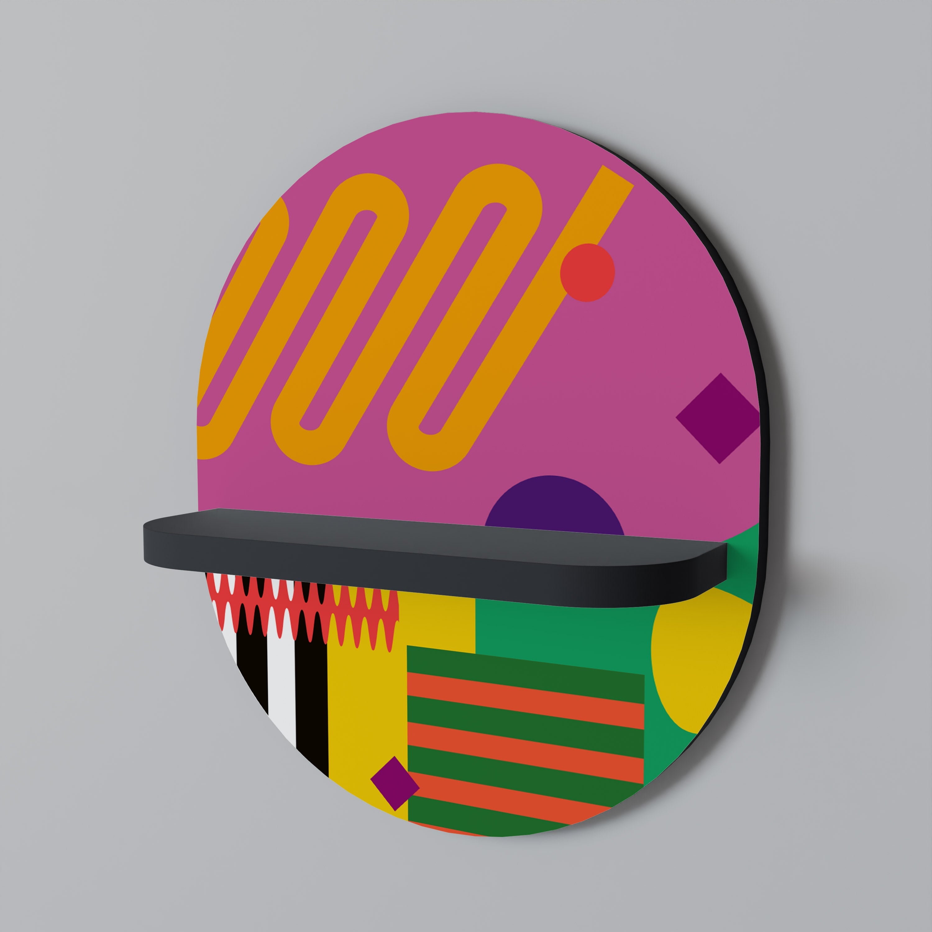 VIVID ART Prateleira Oval Decorativa em Acabamento Preto