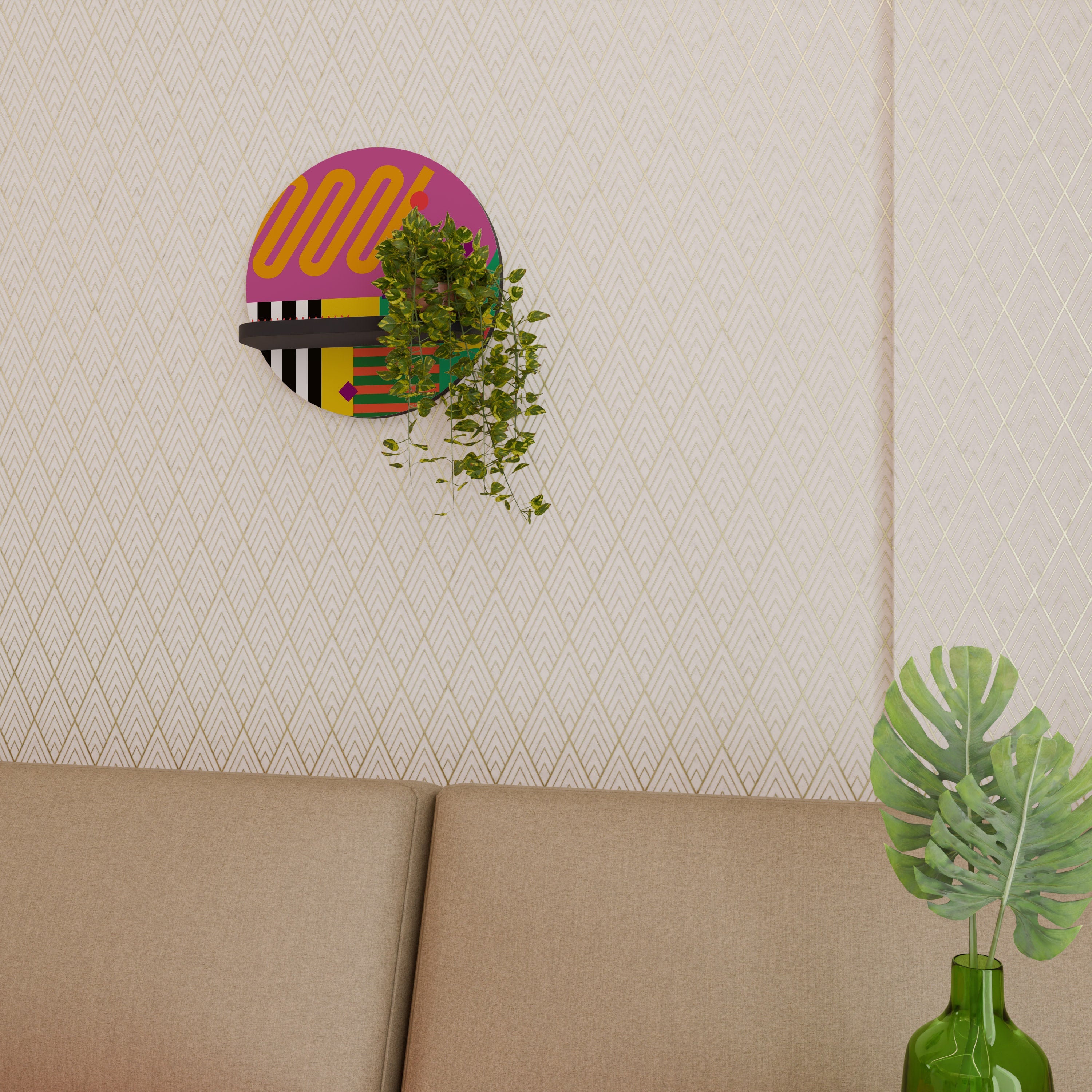 VIVID ART Prateleira Redonda Decorativa em Acabamento Preto