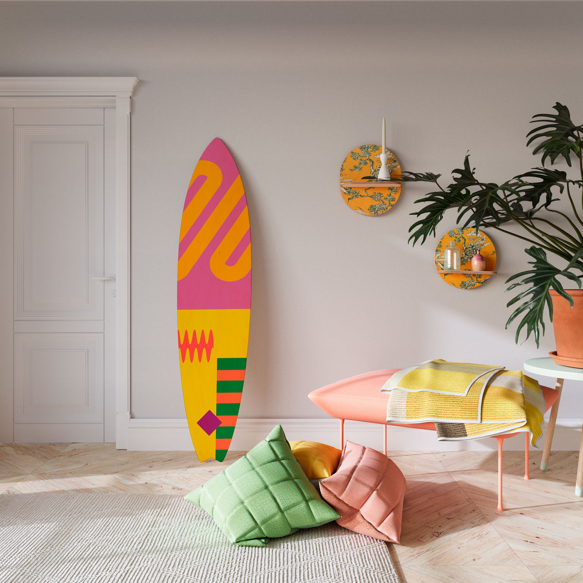 VIVID VIBRATIONS Painel Decorativo Prancha de Surf