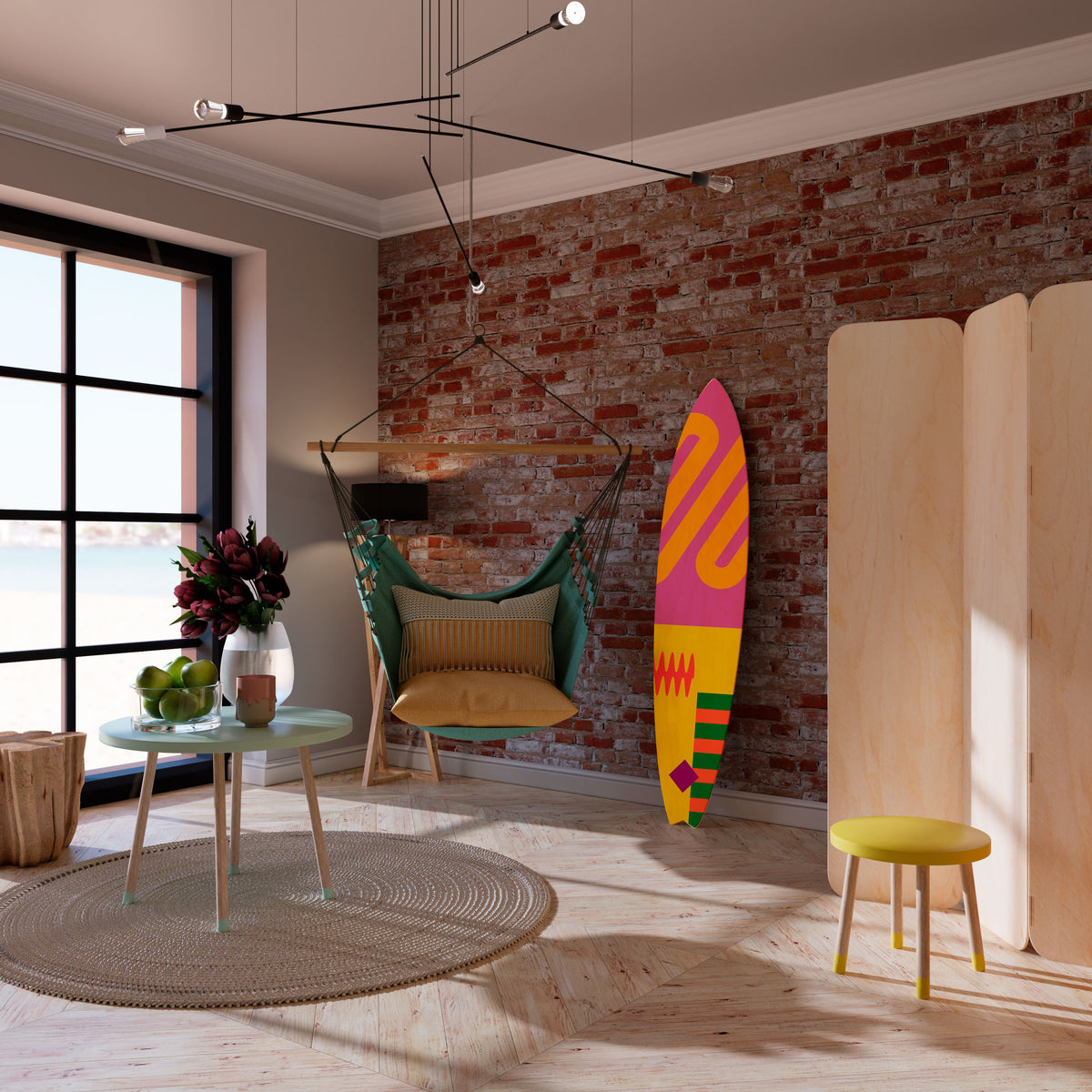 VIVID VIBRATIONS Painel Decorativo Prancha de Surf