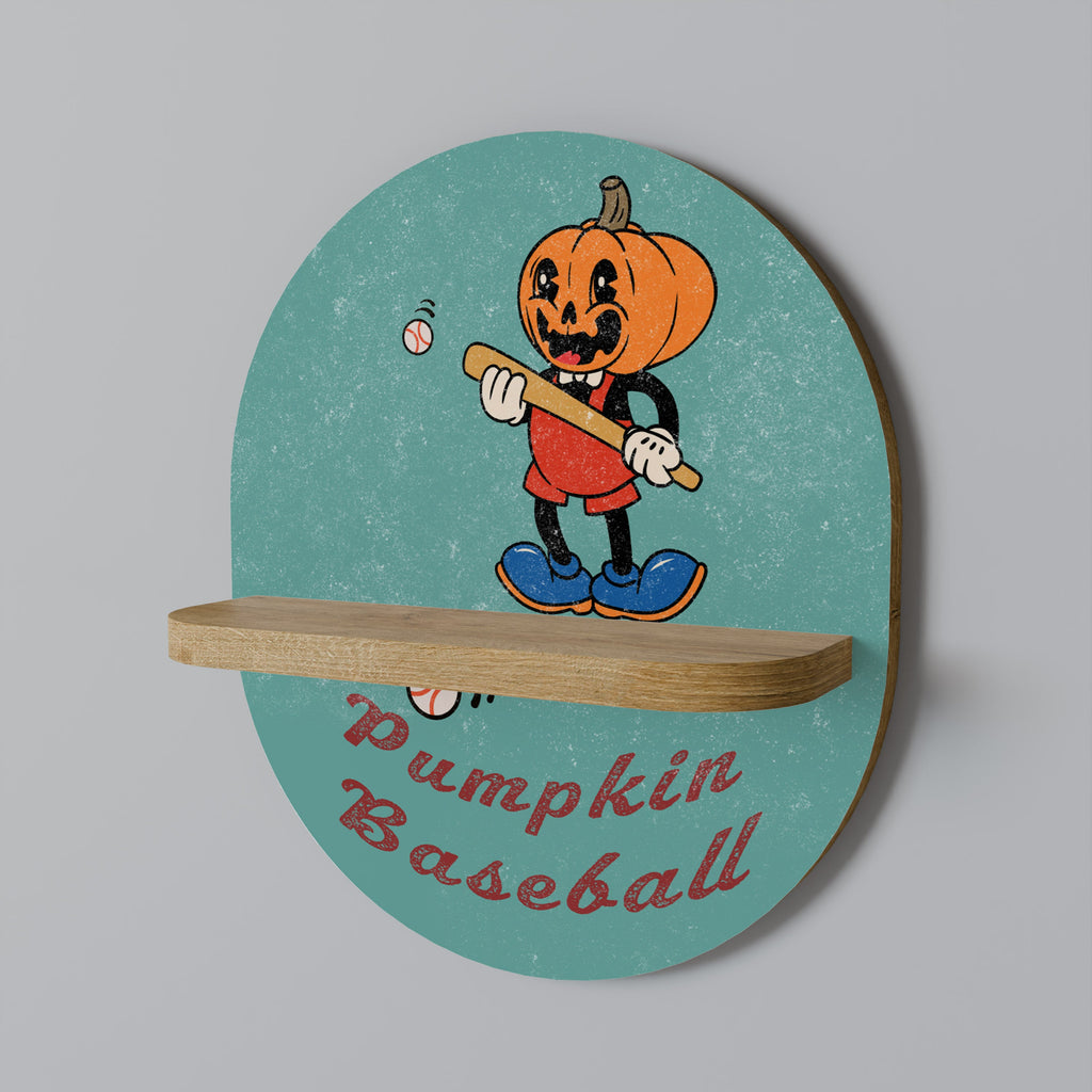 PUMPKIN BASEBALL Prateleira Oval Decorativa em Efeito Carvalho