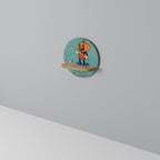 PUMPKIN BASEBALL Round Art Shelf In Oak Effect