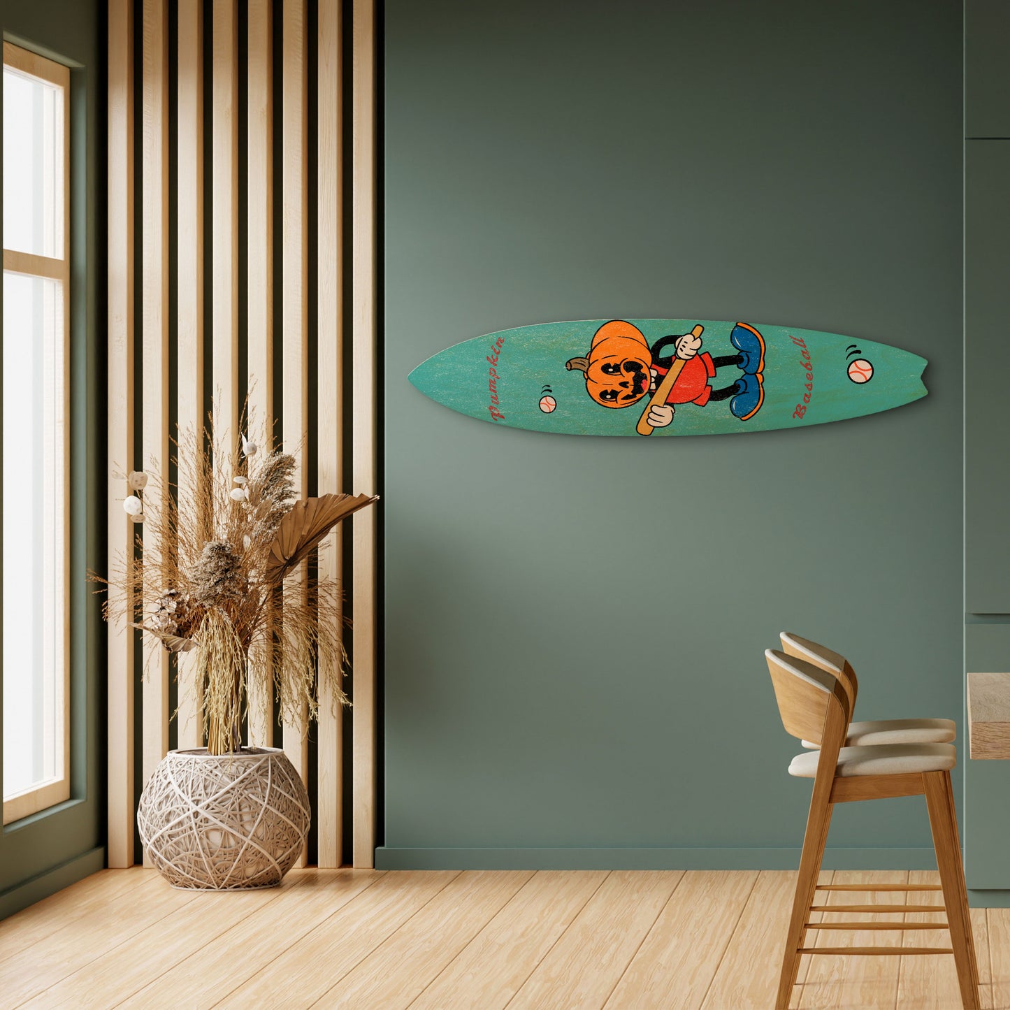 PUMPKIN BASEBALL Painel Decorativo Prancha de Surf