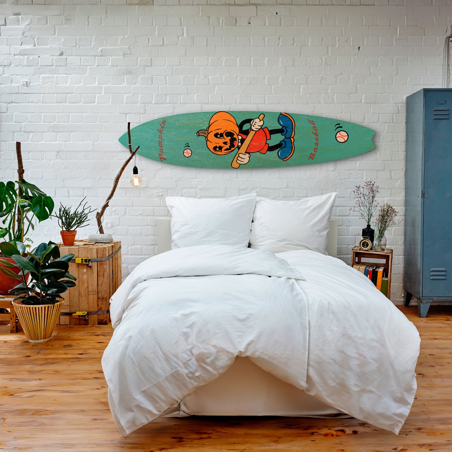 PUMPKIN BASEBALL Painel Decorativo Prancha de Surf