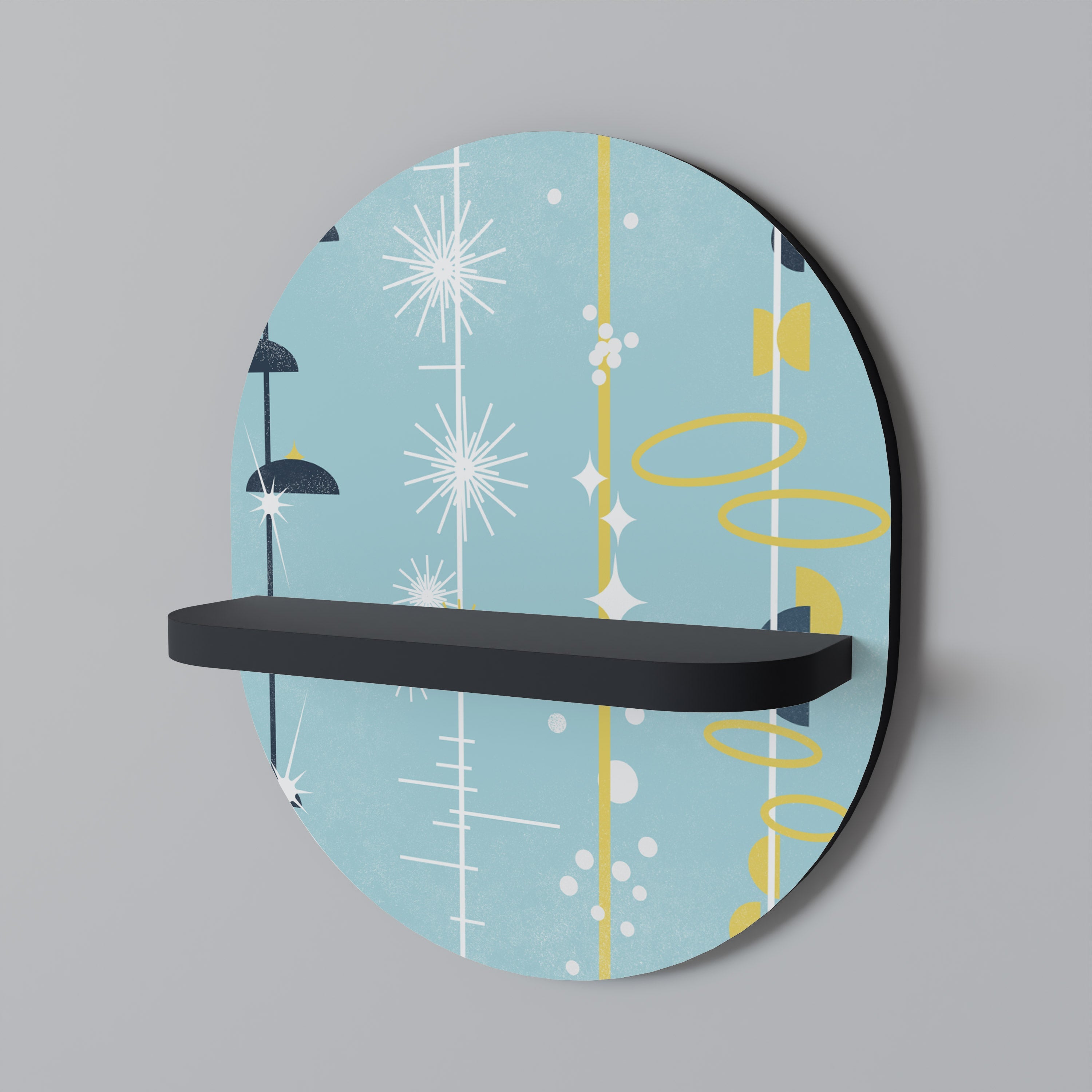 PATHS TO HAPPINESS Prateleira Oval Decorativa em Acabamento Preto
