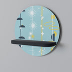 PATHS TO HAPPINESS Round Art Shelf In Black Finish