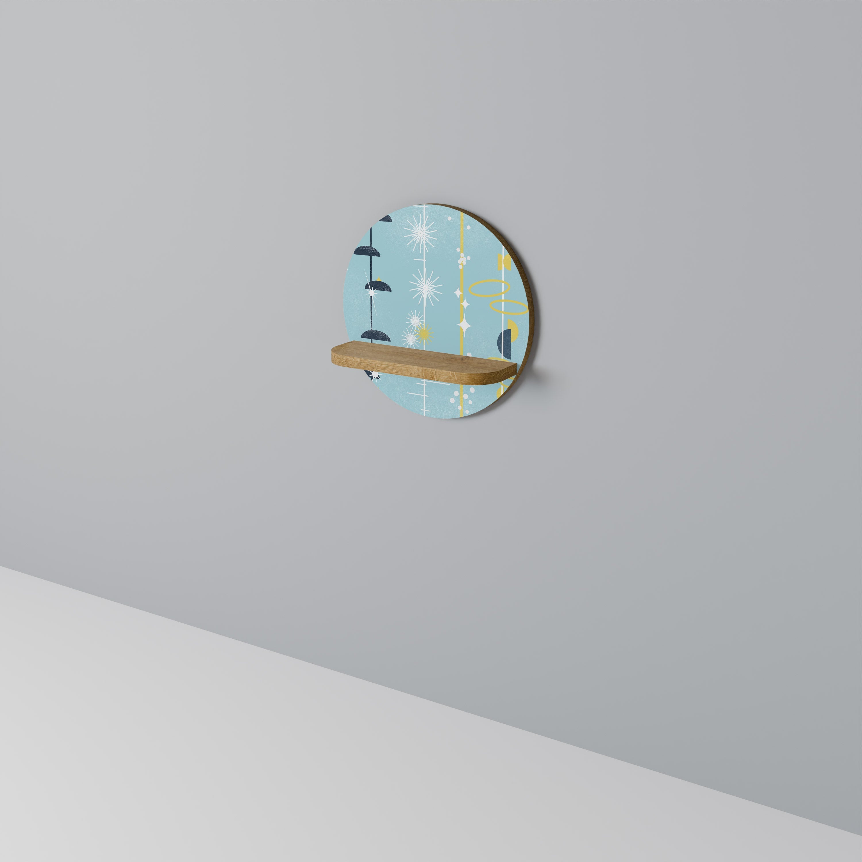 PATHS TO HAPPINESS Prateleira Redonda Decorativa em Efeito Carvalho