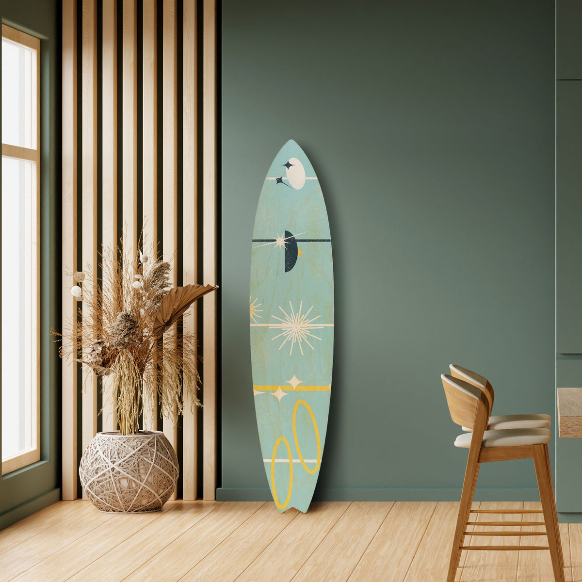PATHS TO HAPPINESS Painel Decorativo Prancha de Surf