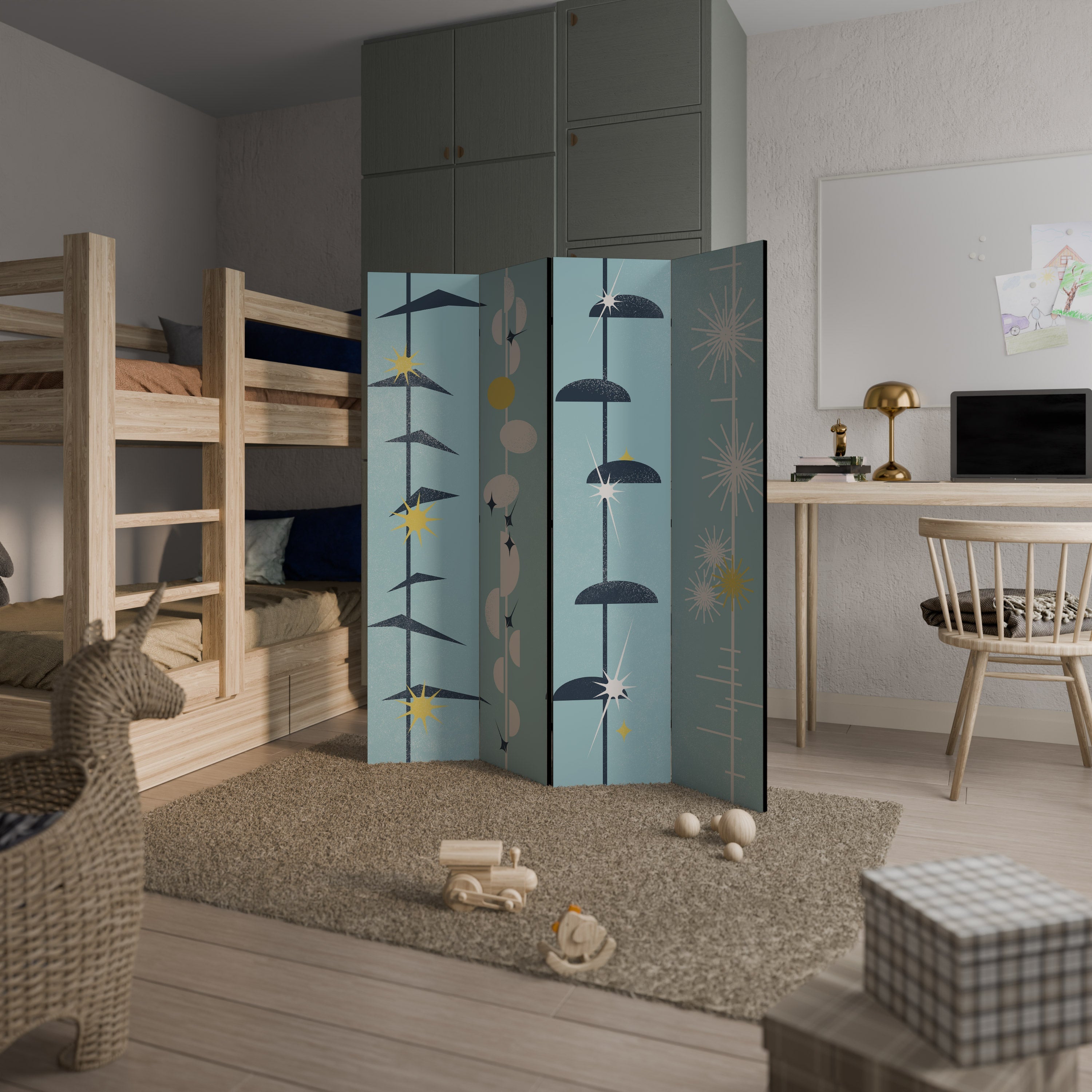 PATHS TO HAPPINESS Biombo Decorativo de 4 Painéis