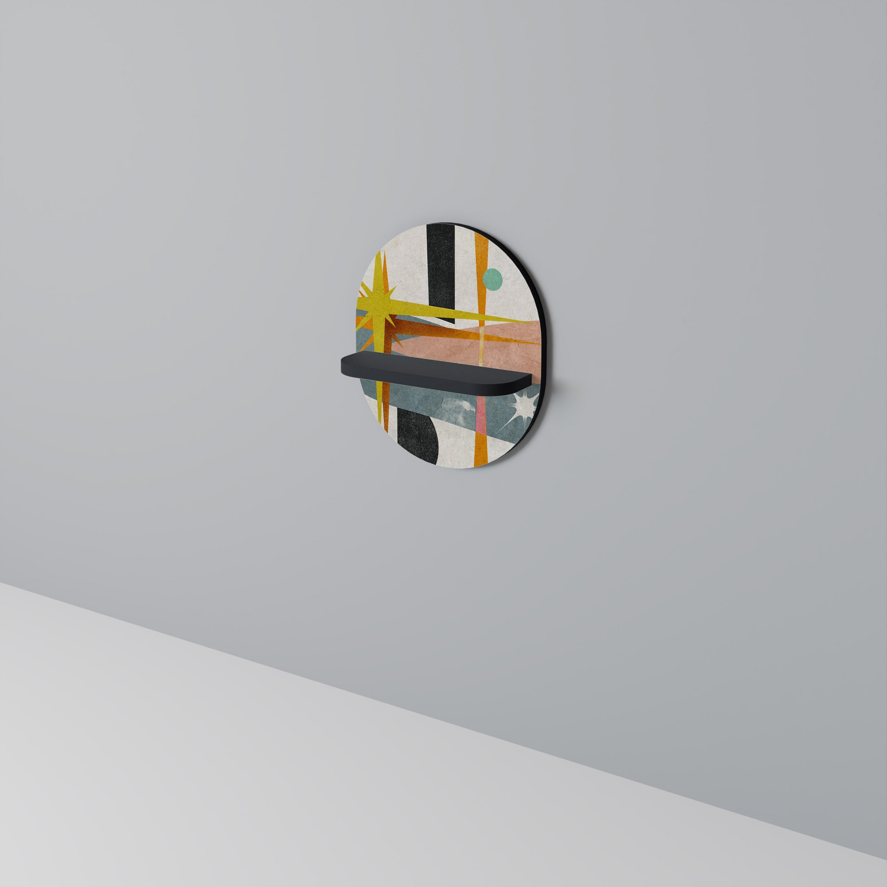 INTERSTELLAR VIBES Prateleira Oval Decorativa em Acabamento Preto