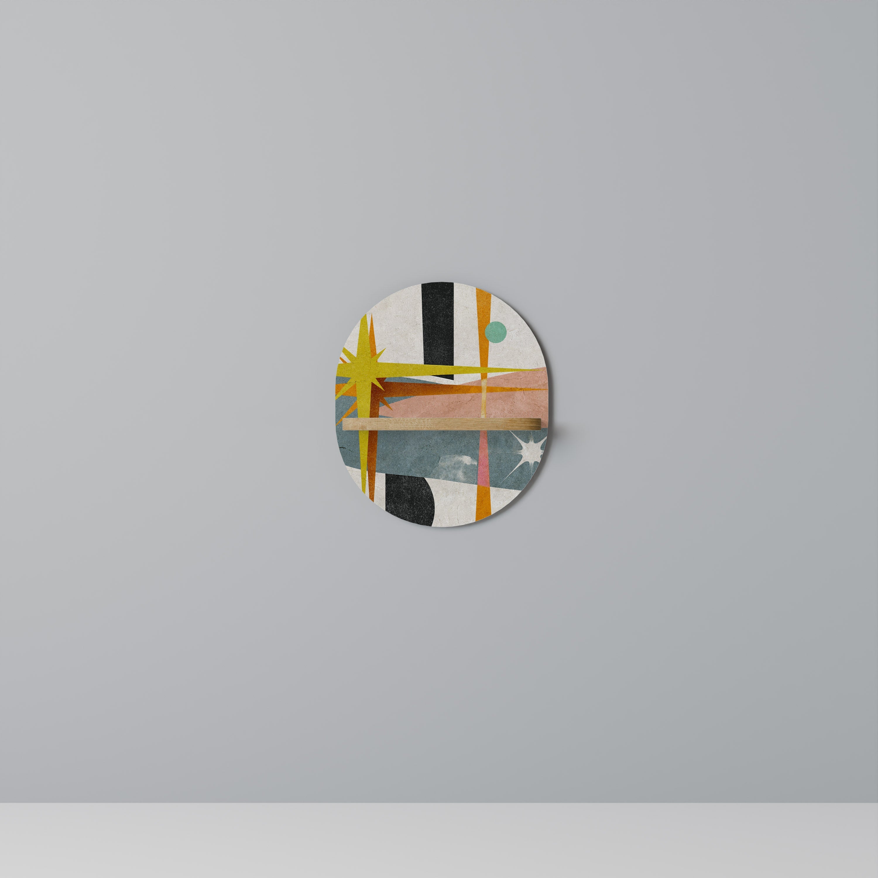 INTERSTELLAR VIBES Prateleira Oval Decorativa em Efeito Carvalho