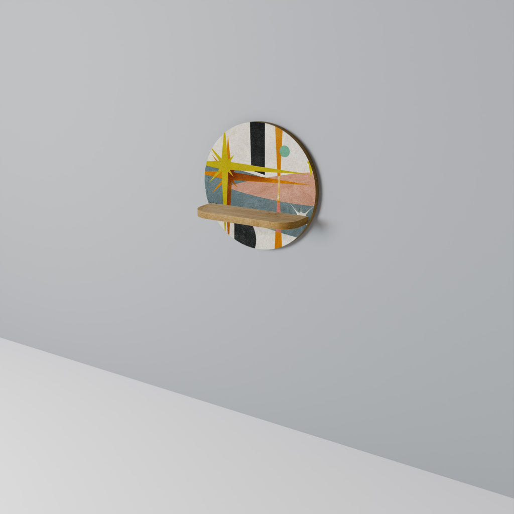 INTERSTELLAR VIBES Prateleira Redonda Decorativa em Efeito Carvalho