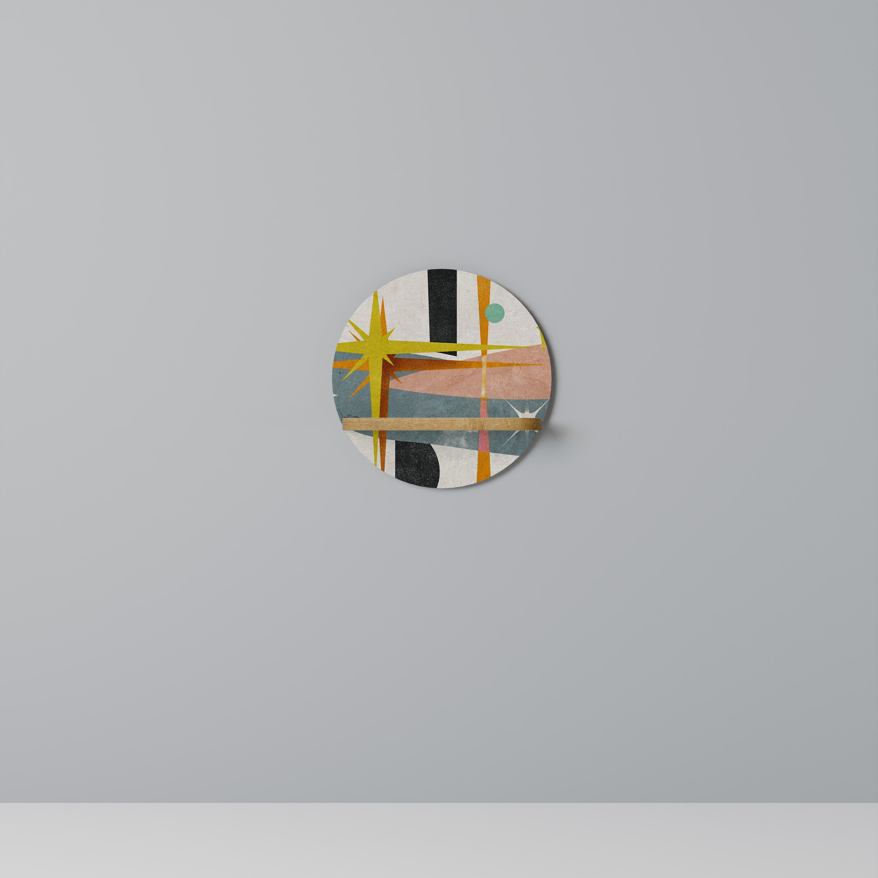 INTERSTELLAR VIBES Prateleira Redonda Decorativa em Efeito Carvalho