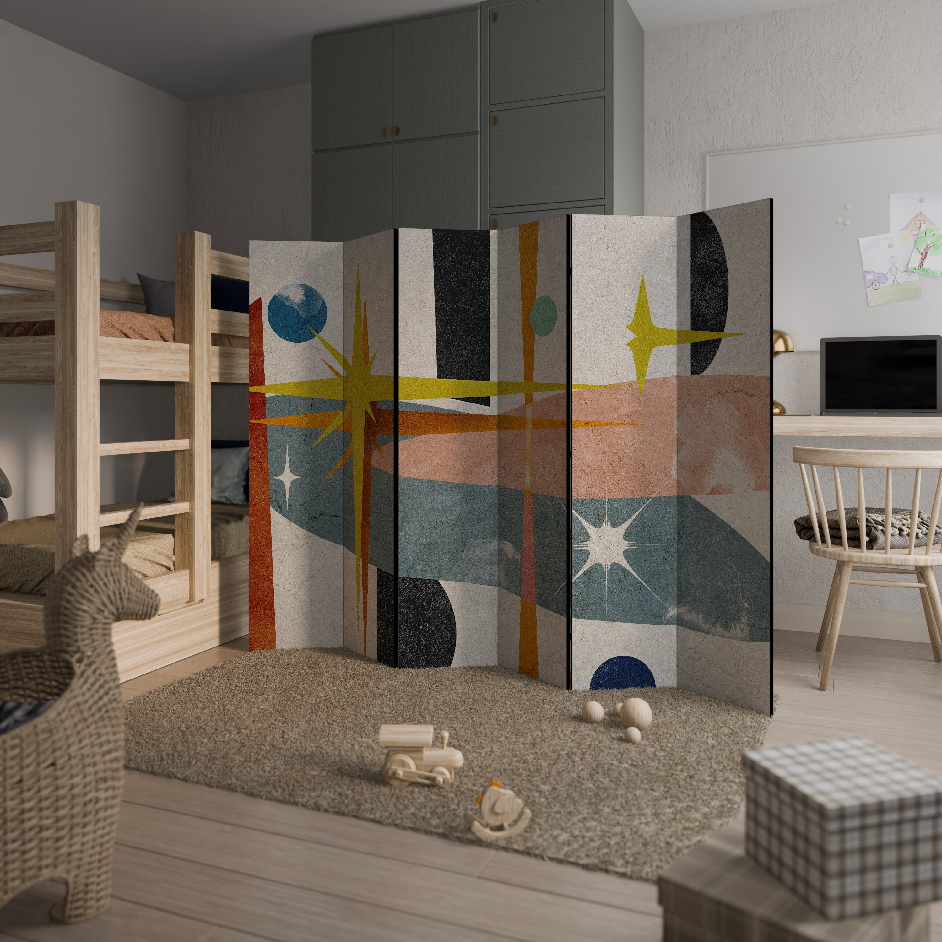 INTERSTELLAR VIBES Biombo Decorativo de 6 Painéis