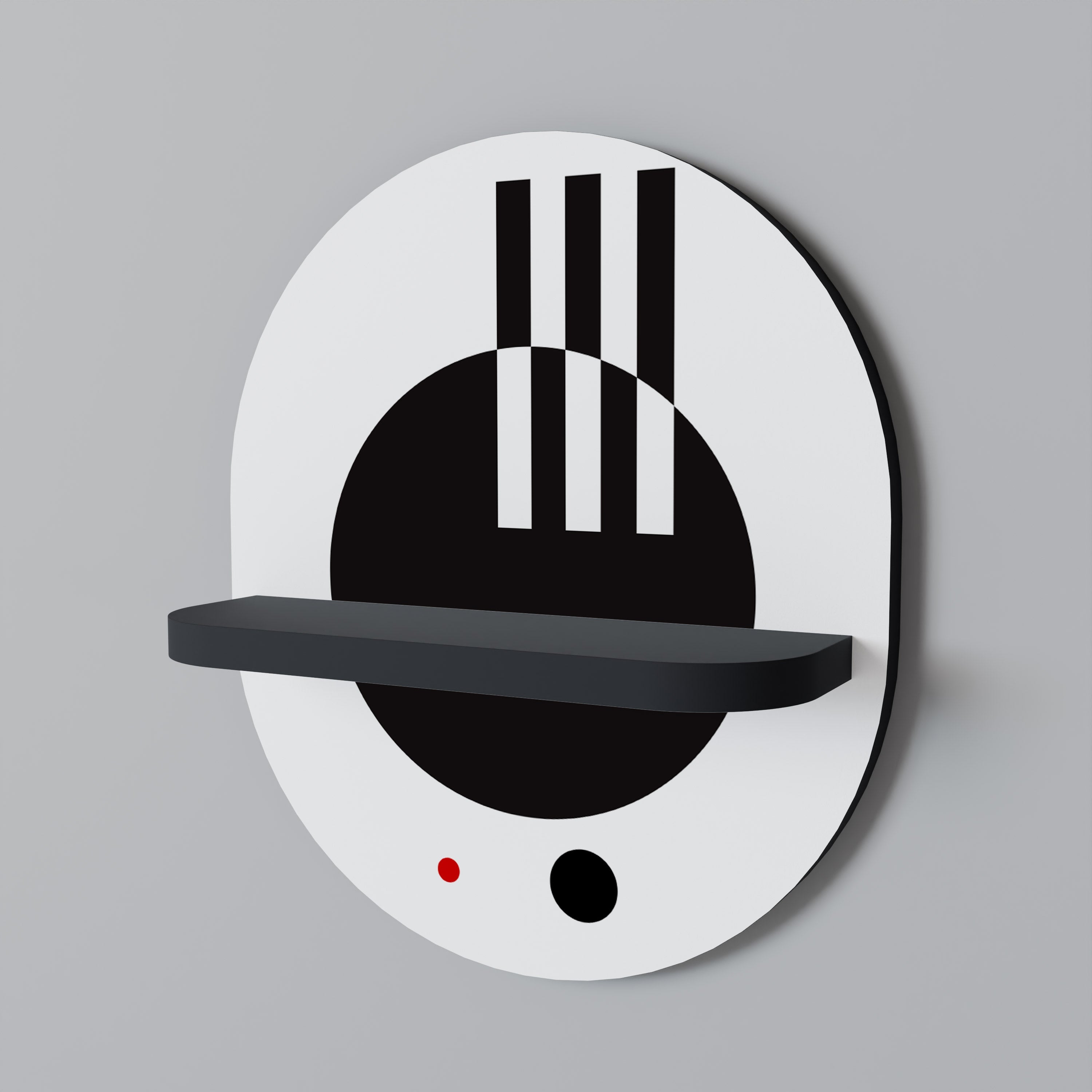 BLACK AND WHITE COMBINATION Prateleira Oval Decorativa em Acabamento Preto