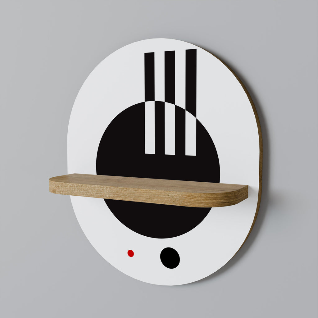 BLACK AND WHITE COMBINATION Oval Art Shelf In Oak Effect