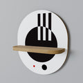 BLACK AND WHITE COMBINATION Oval Art Shelf In Oak Effect