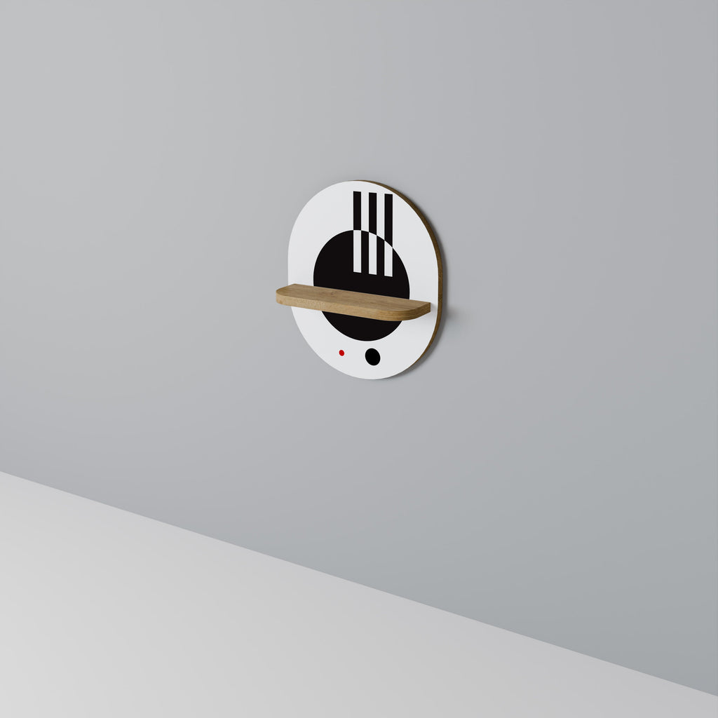 BLACK AND WHITE COMBINATION Oval Art Shelf In Oak Effect