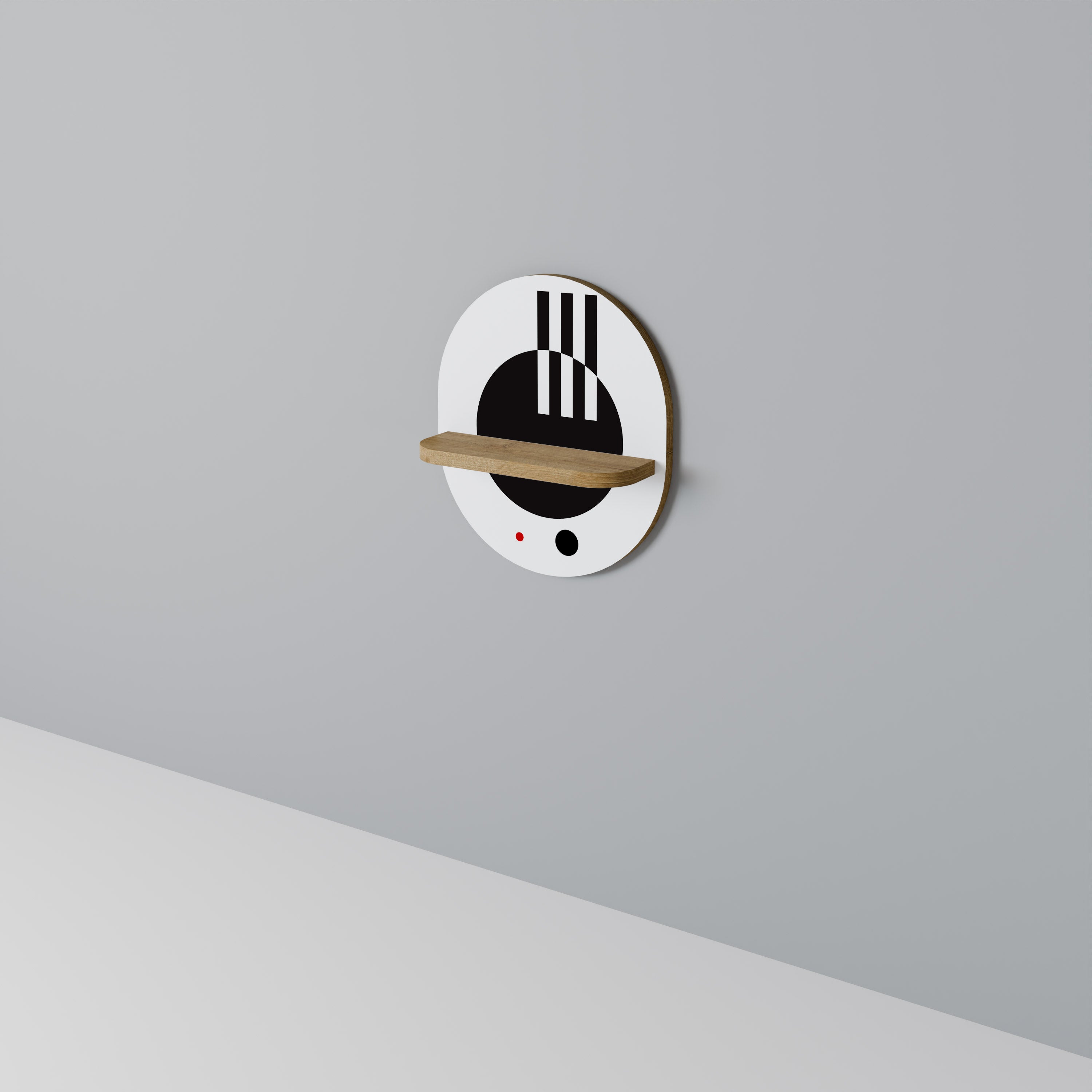 BLACK AND WHITE COMBINATION Prateleira Oval Decorativa em Efeito Carvalho