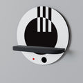BLACK AND WHITE COMBINATION Round Art Shelf In Black Finish