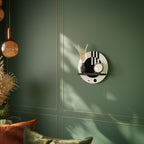 BLACK AND WHITE COMBINATION Round Art Shelf In Black Finish