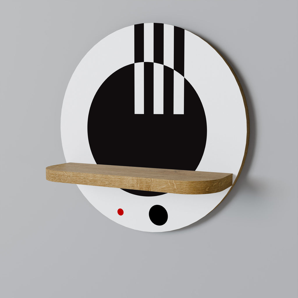 BLACK AND WHITE COMBINATION Prateleira Redonda Decorativa em Efeito Carvalho