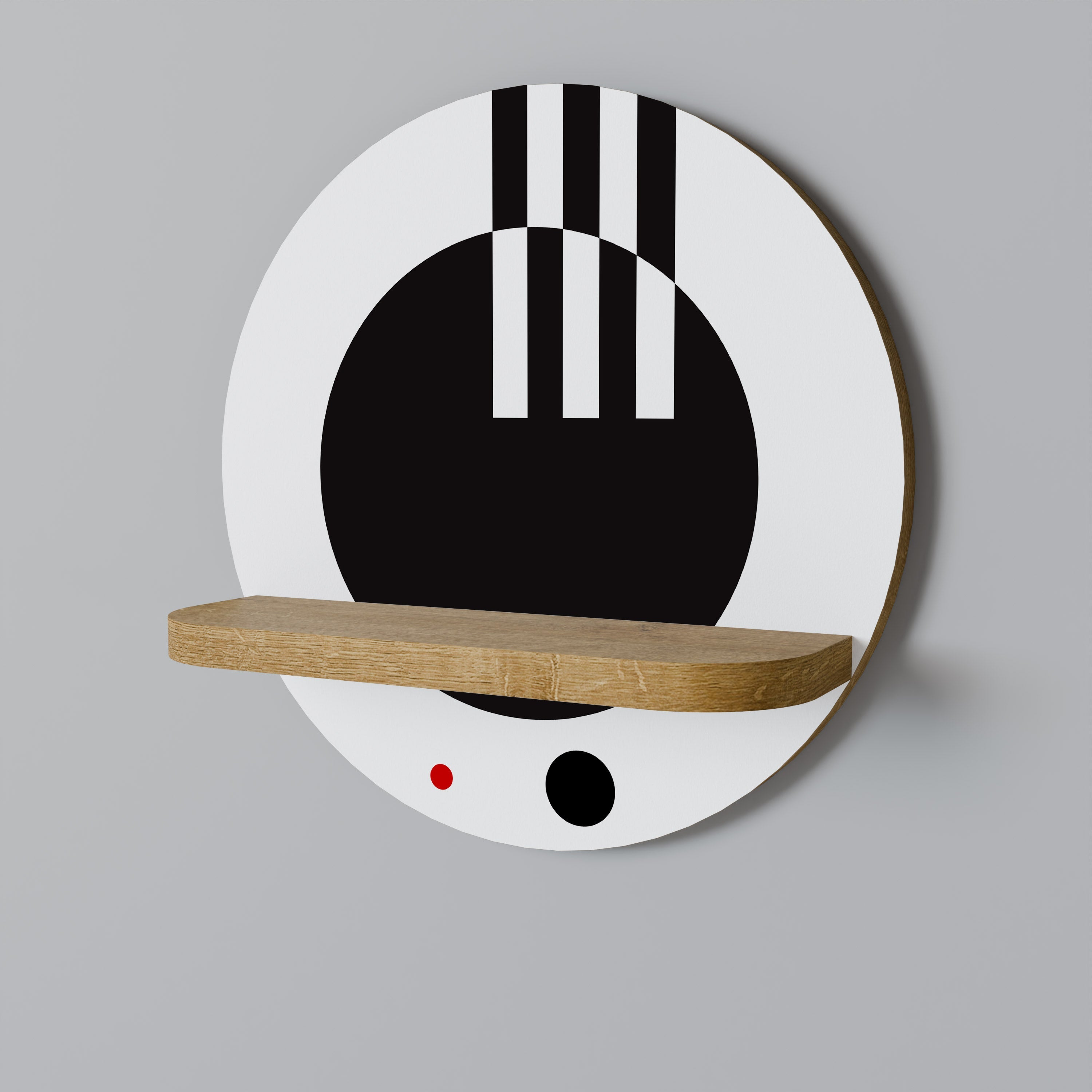 BLACK AND WHITE COMBINATION Prateleira Redonda Decorativa em Efeito Carvalho