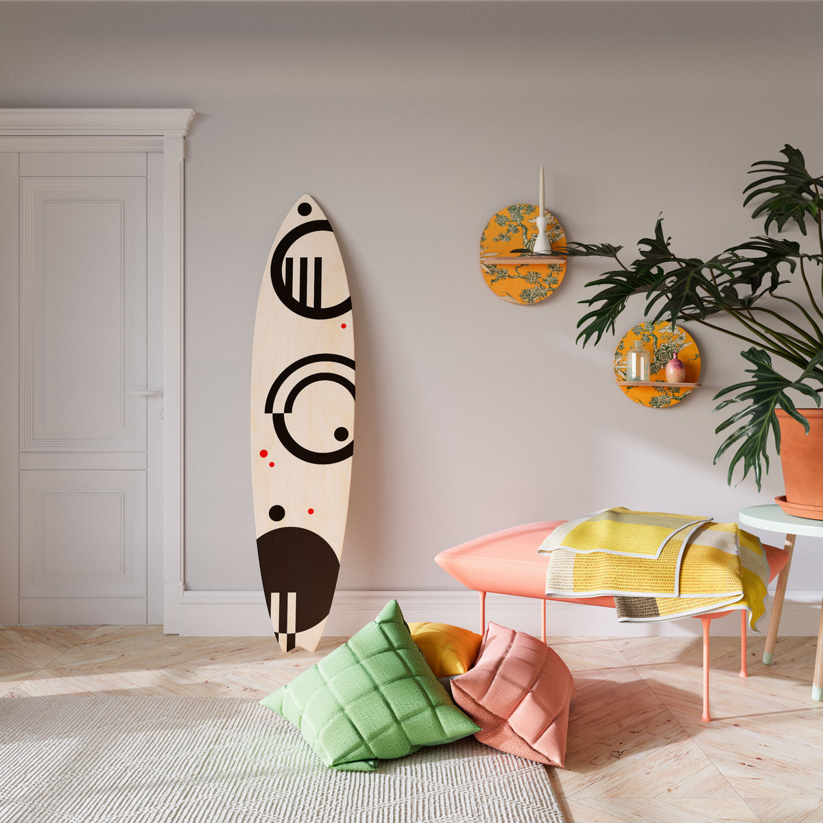 BLACK AND WHITE COMBINATION Painel Decorativo Prancha de Surf