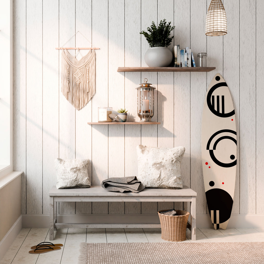 BLACK AND WHITE COMBINATION Painel Decorativo Prancha de Surf